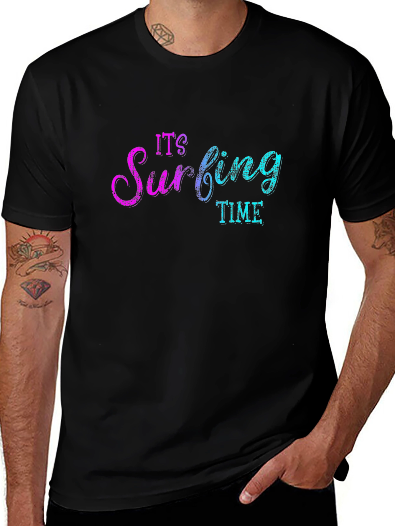 Its Surfing Time Tee - Black Graphic T-Shirt