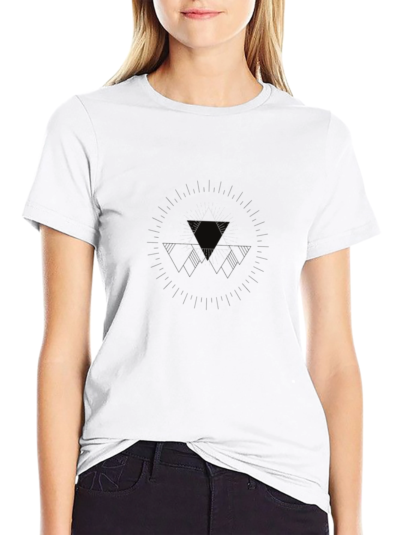 Modern Geometric Graphic Black T-Shirt