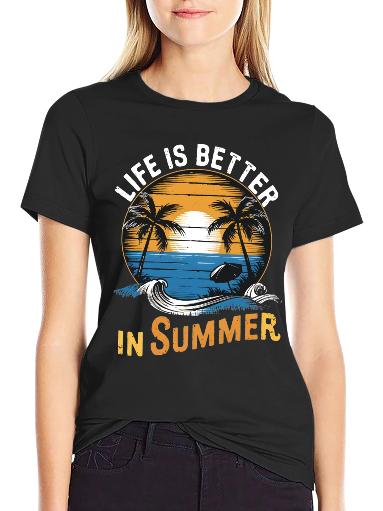Life is Better in Summer Black Graphic Tee