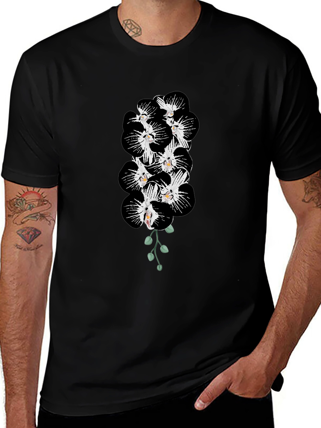 Black Orchid Blossom Graphic Tee - Mens