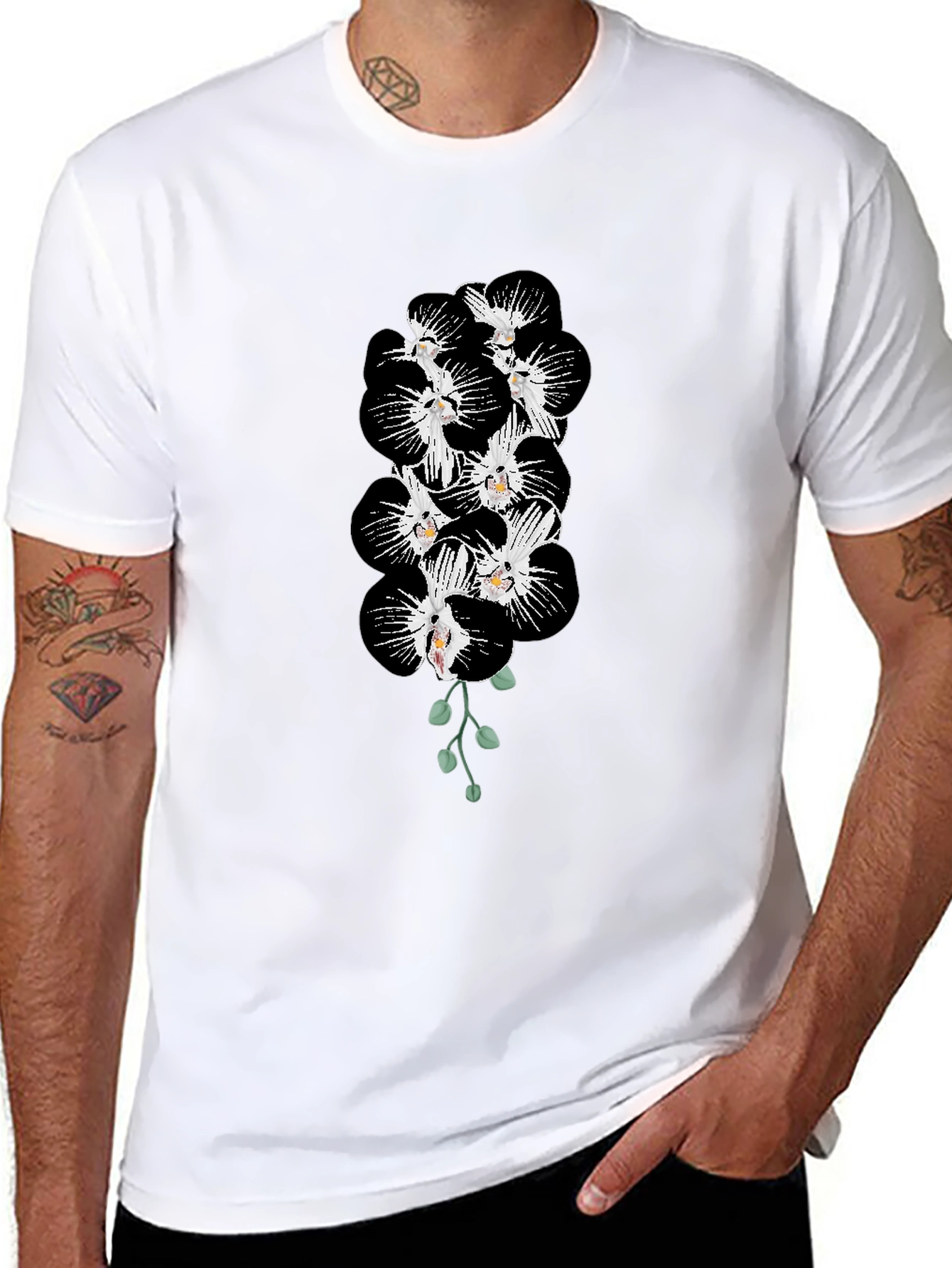 Black Orchid Blossom Graphic Tee - Mens