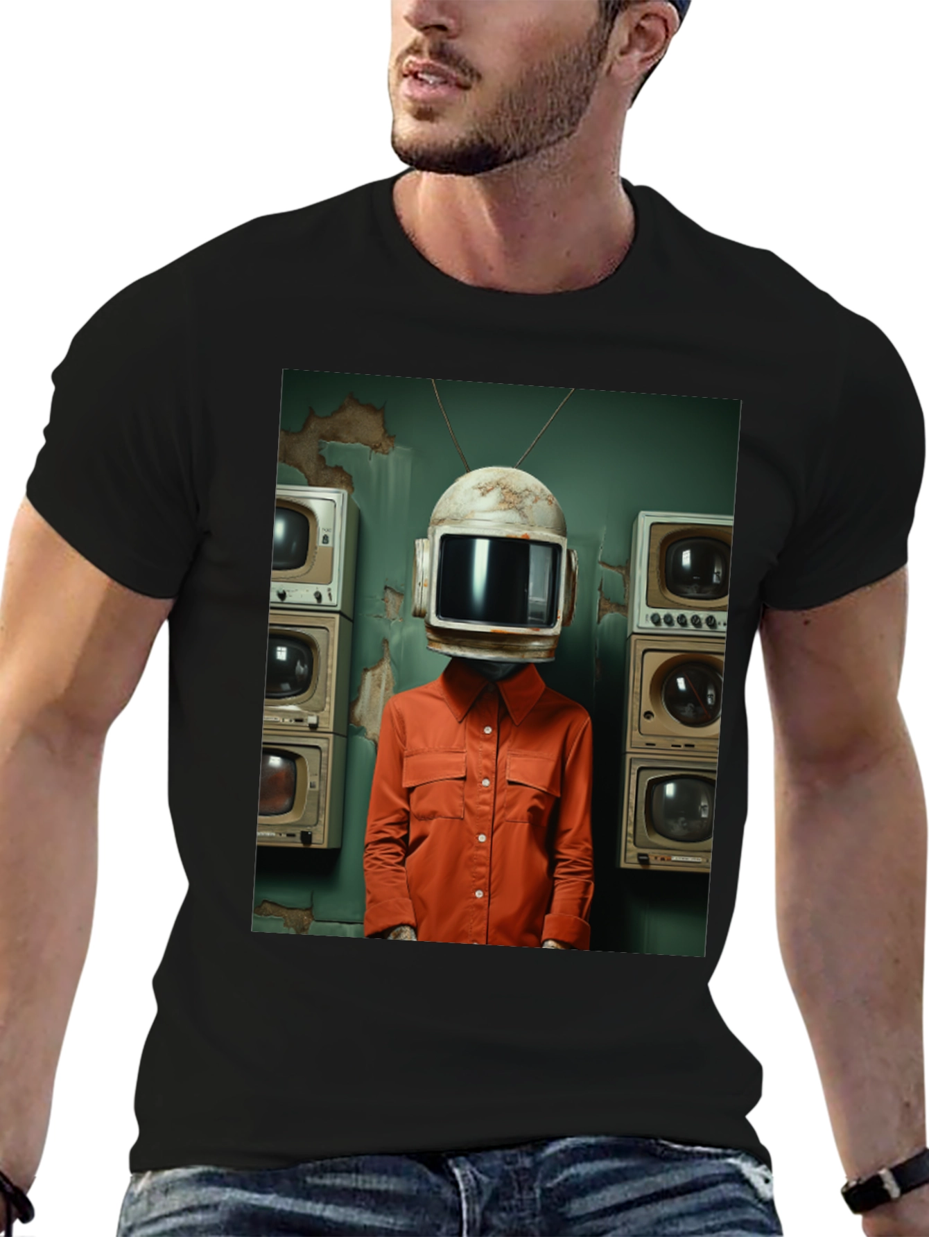Retro TV Head Graphic Tee - Unique Novelty T-Shirt