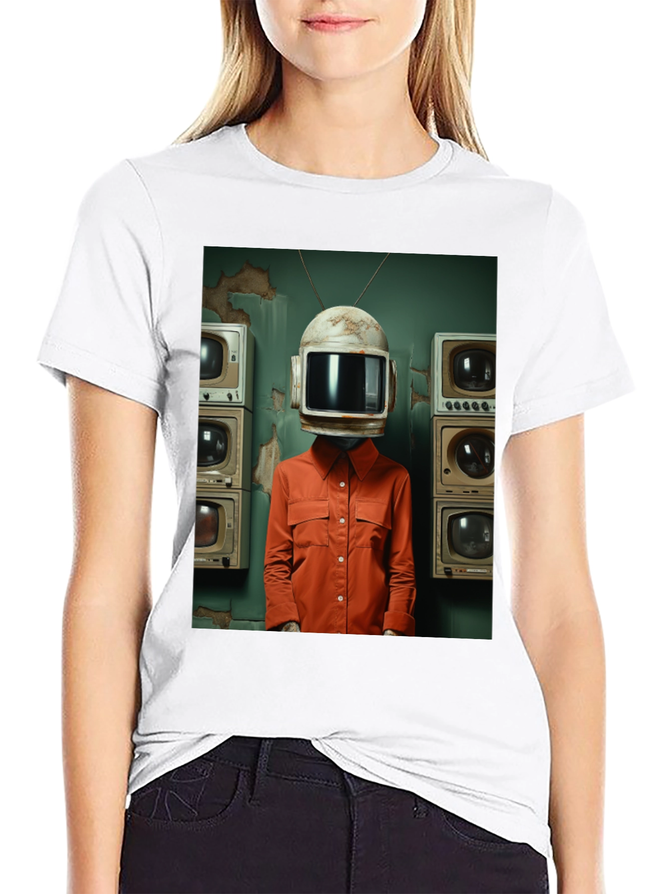 Retro TV Head Graphic Tee - Unique Novelty T-Shirt
