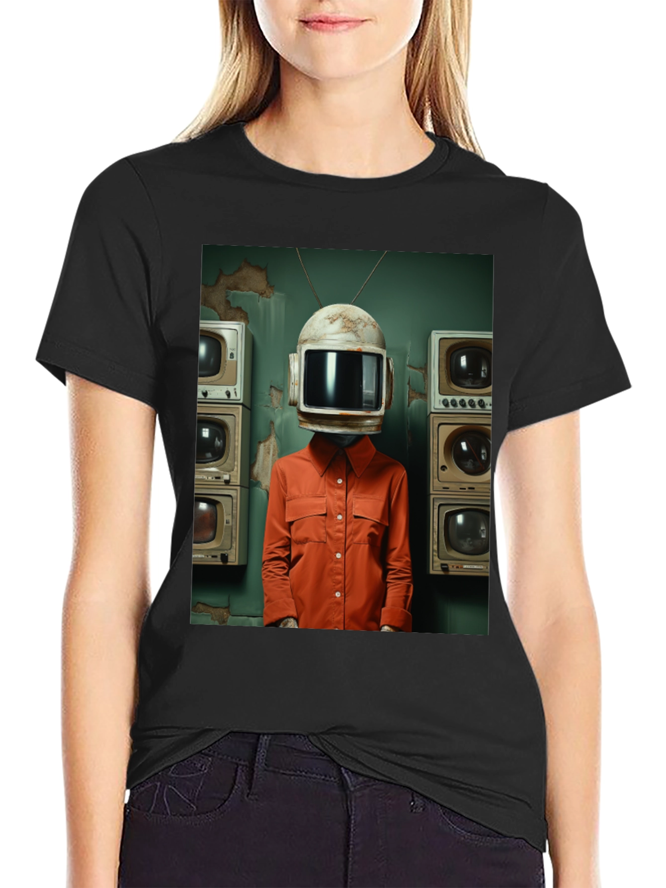 Retro TV Head Graphic Tee - Unique Novelty T-Shirt