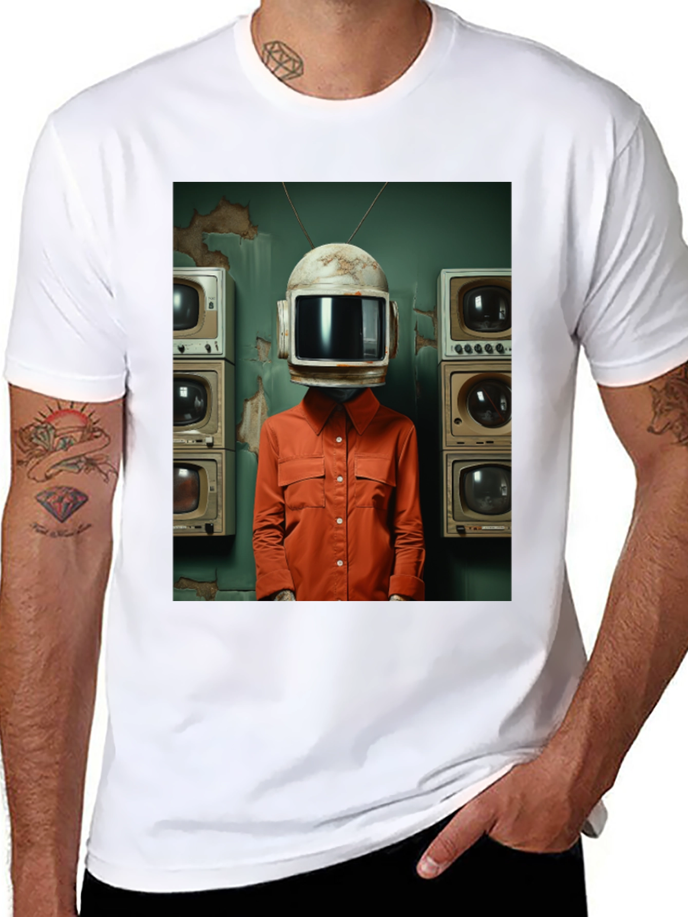 Retro TV Head Graphic Tee - Unique Novelty T-Shirt