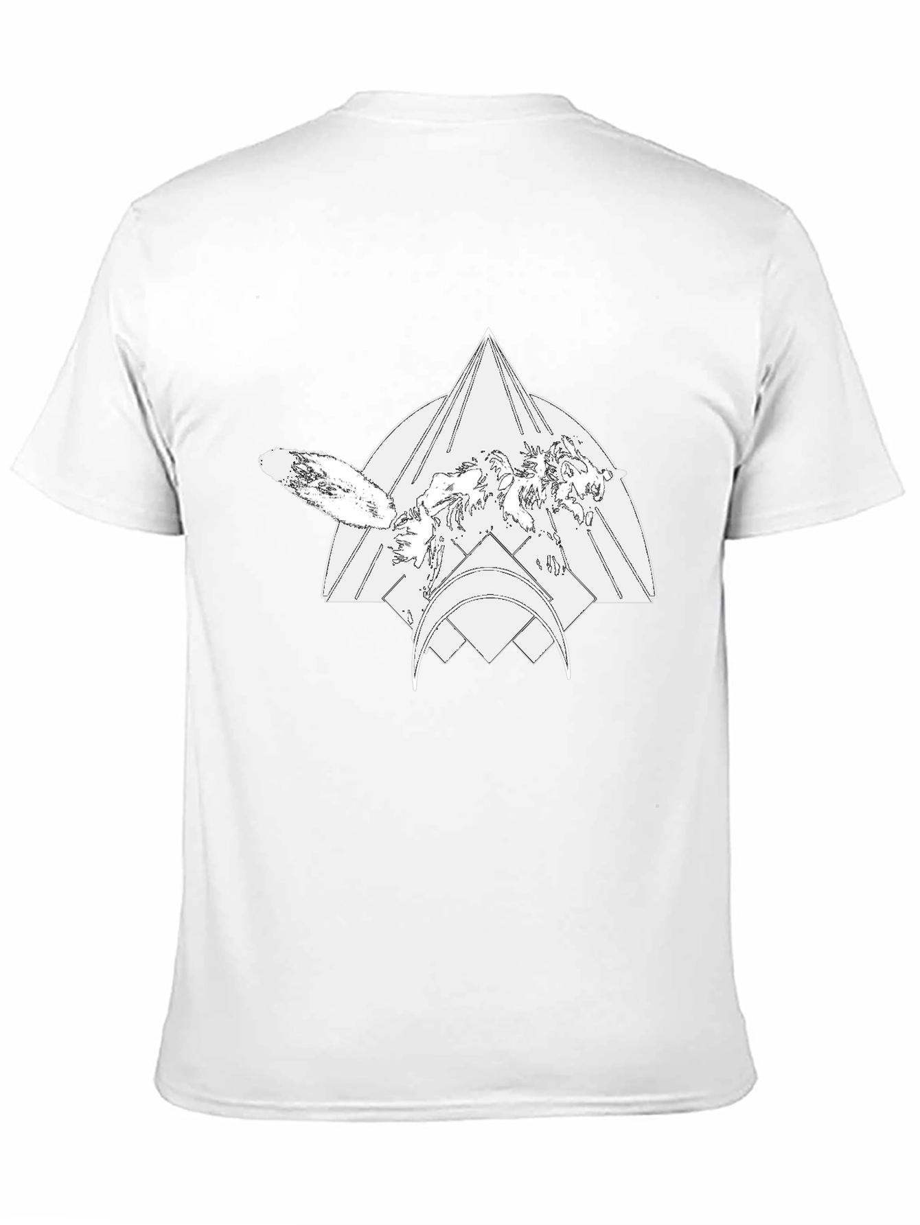 Geometric Wolf Graphic Black Tee