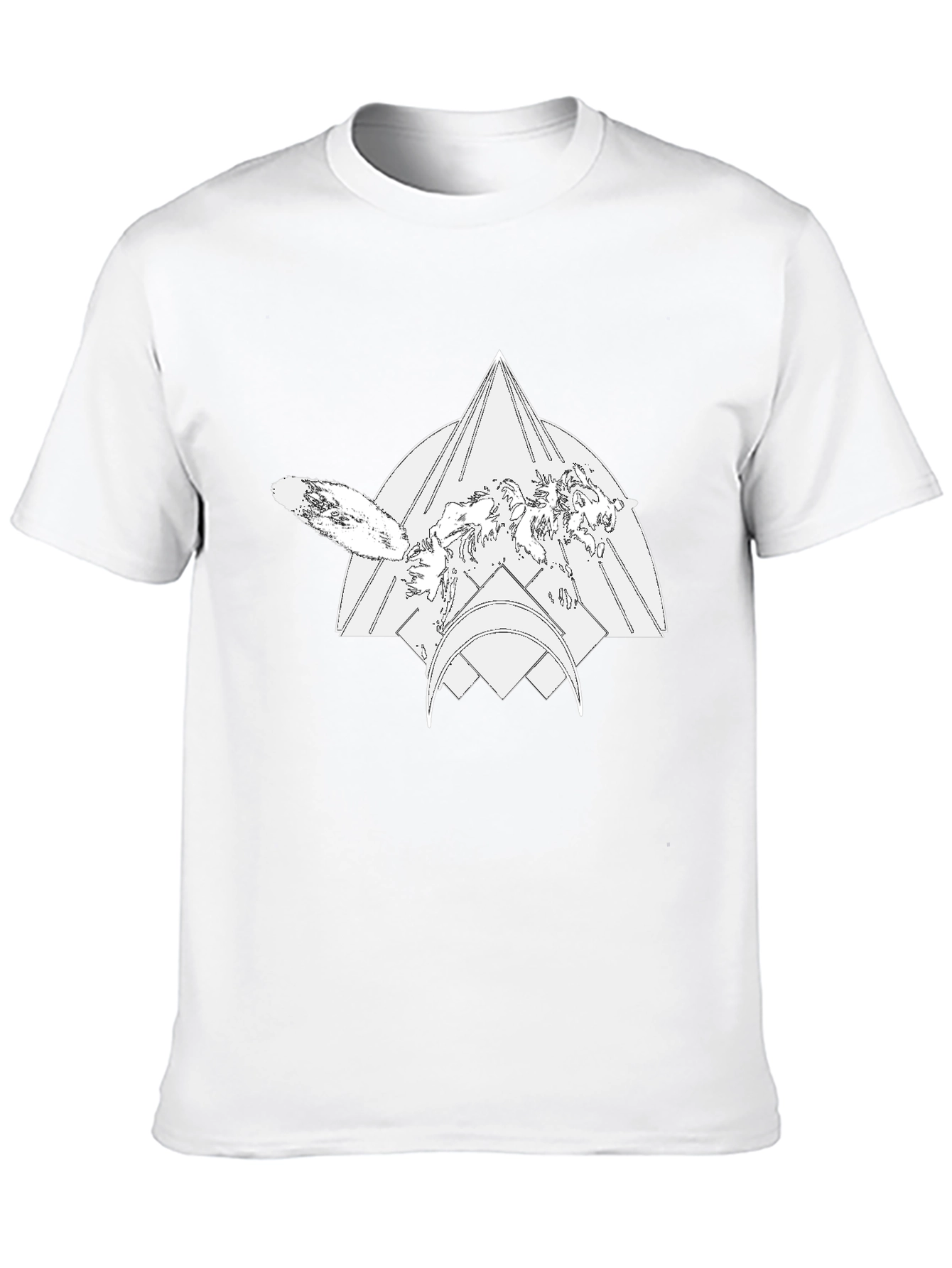 Geometric Wolf Graphic Black Tee