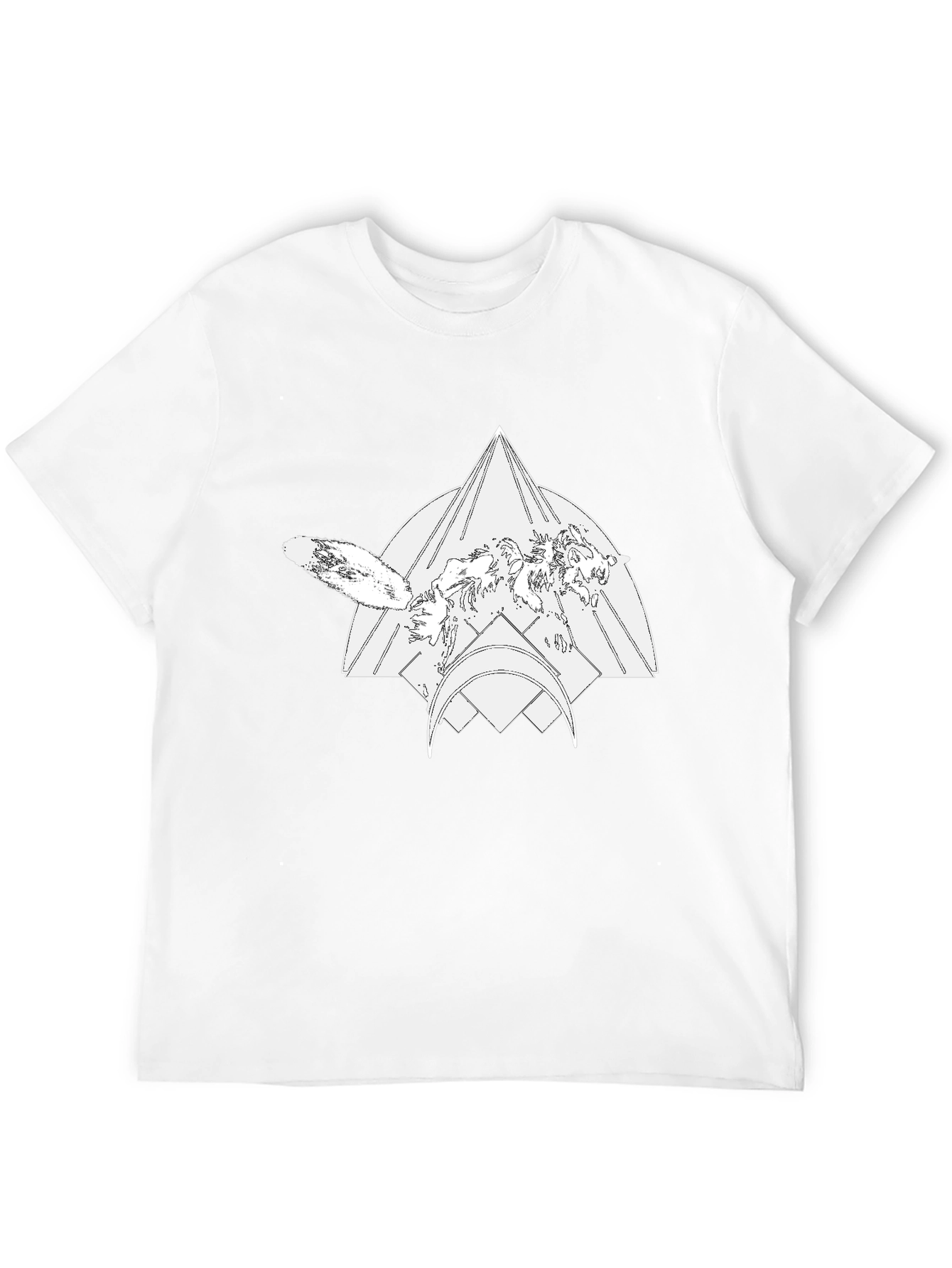 Geometric Wolf Graphic Black Tee
