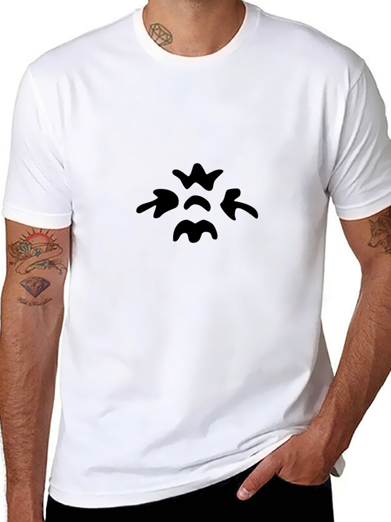 Black Graphic Tee - Arrows and Crown Design