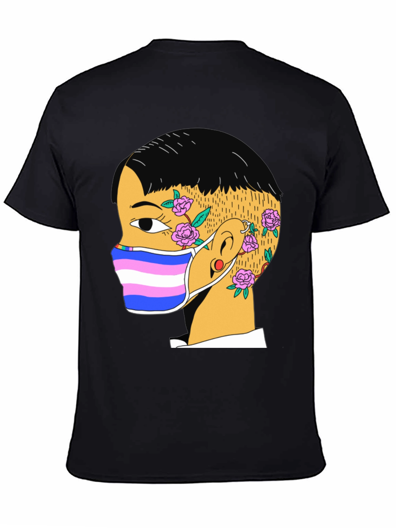 Graphic Tee with Trans Pride Mask Design