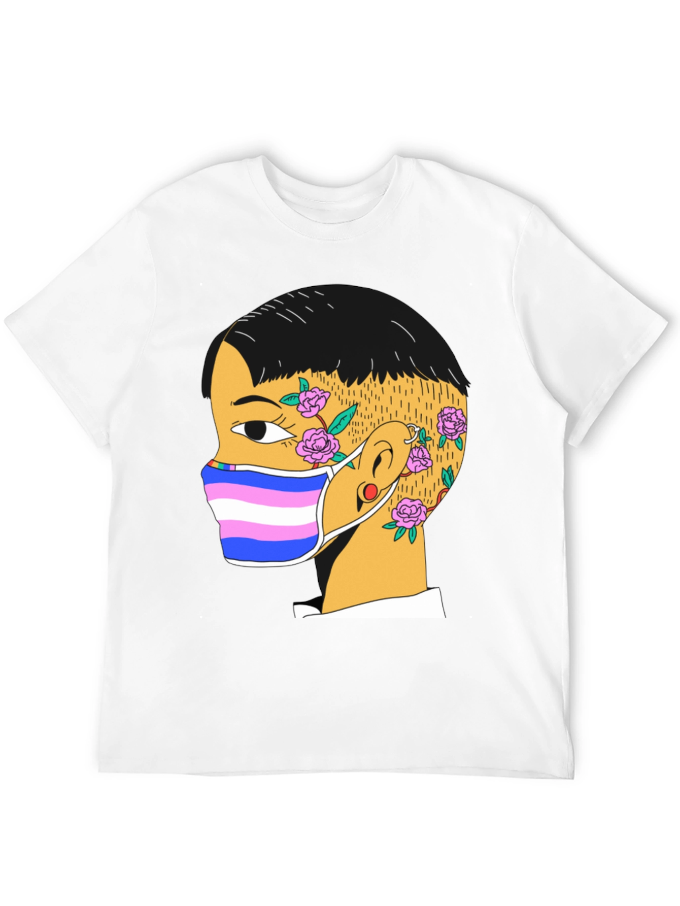 Graphic Tee with Trans Pride Mask Design