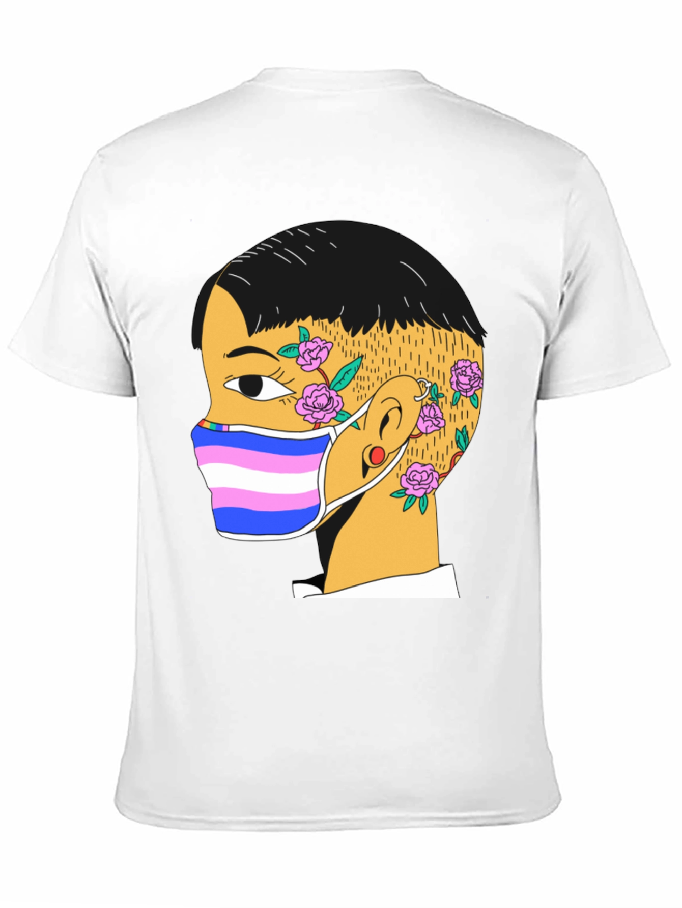 Graphic Tee with Trans Pride Mask Design