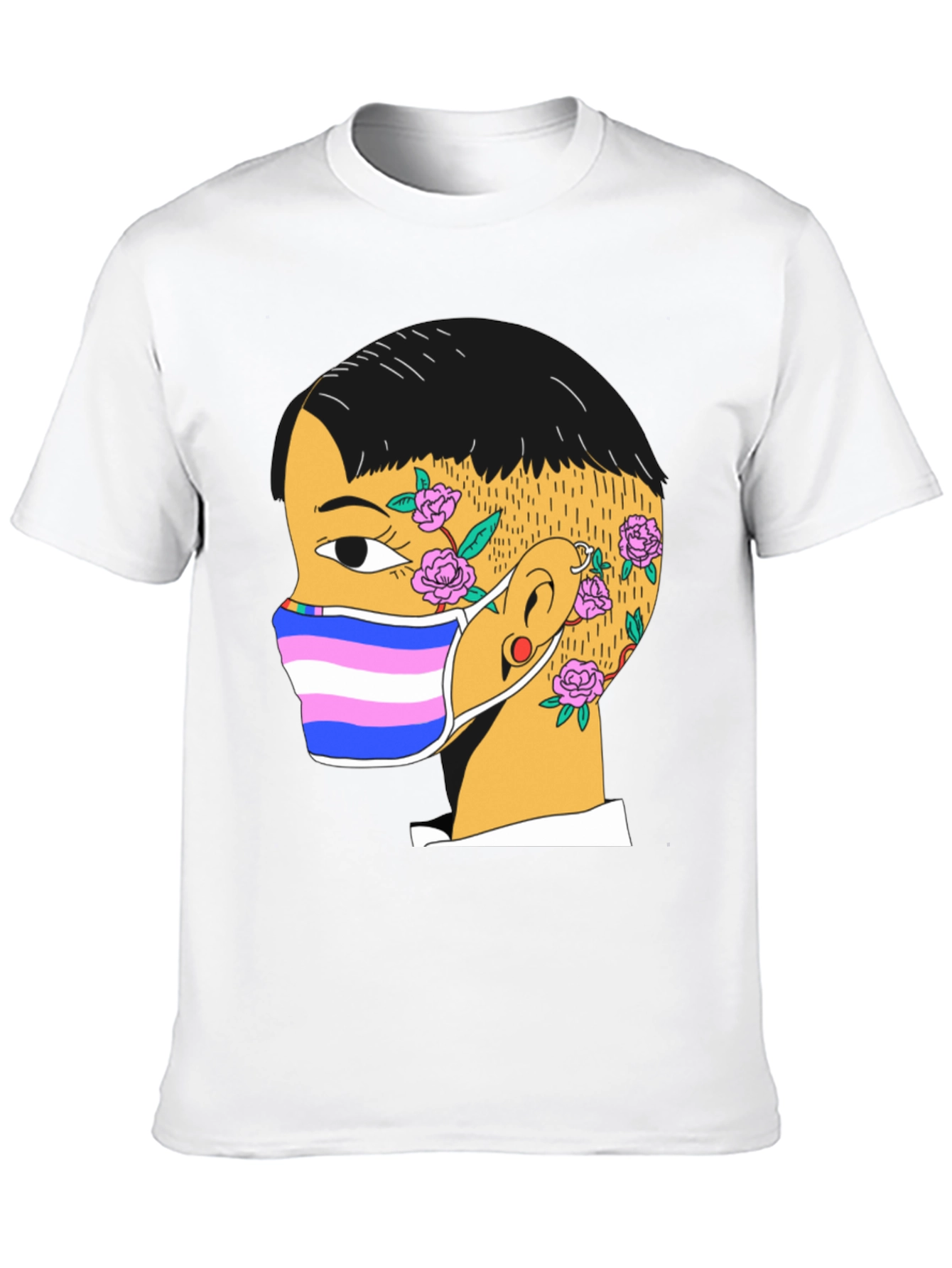 Graphic Tee with Trans Pride Mask Design