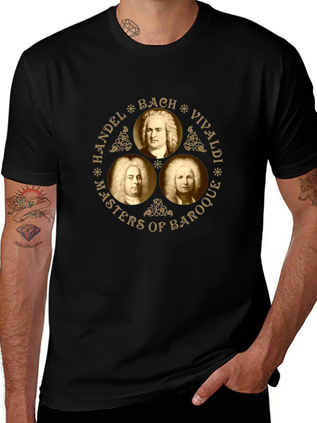 Baroque Masters Black T-Shirt - Handel Bach Vivaldi