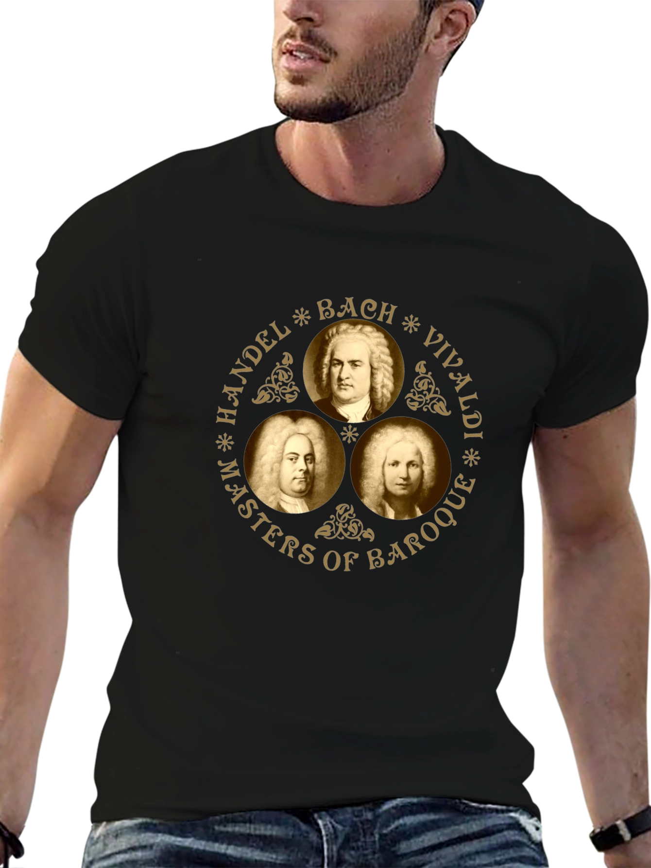 Baroque Masters Black T-Shirt - Handel Bach Vivaldi