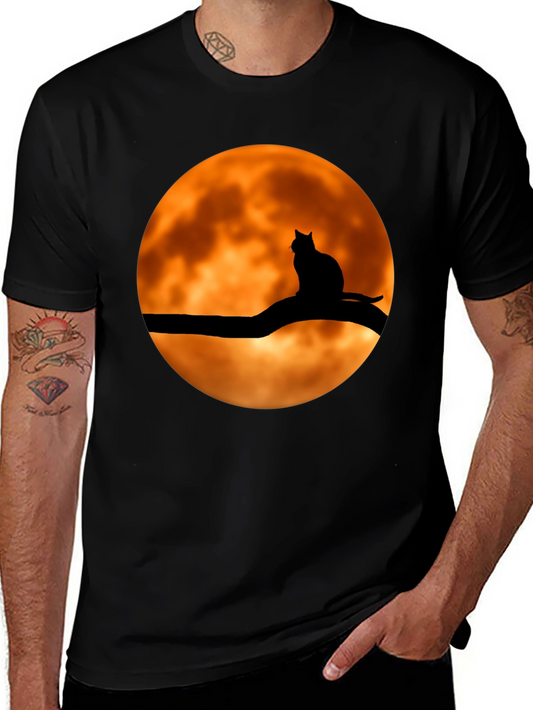 Spooky Cat on Moon Graphic Tee