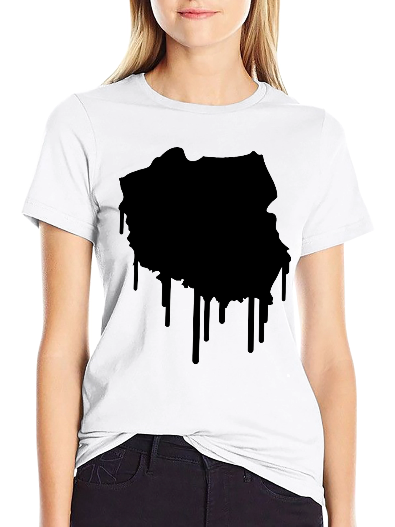 Black Drip Map Graphic Tee - Stylish Mens T-Shirt