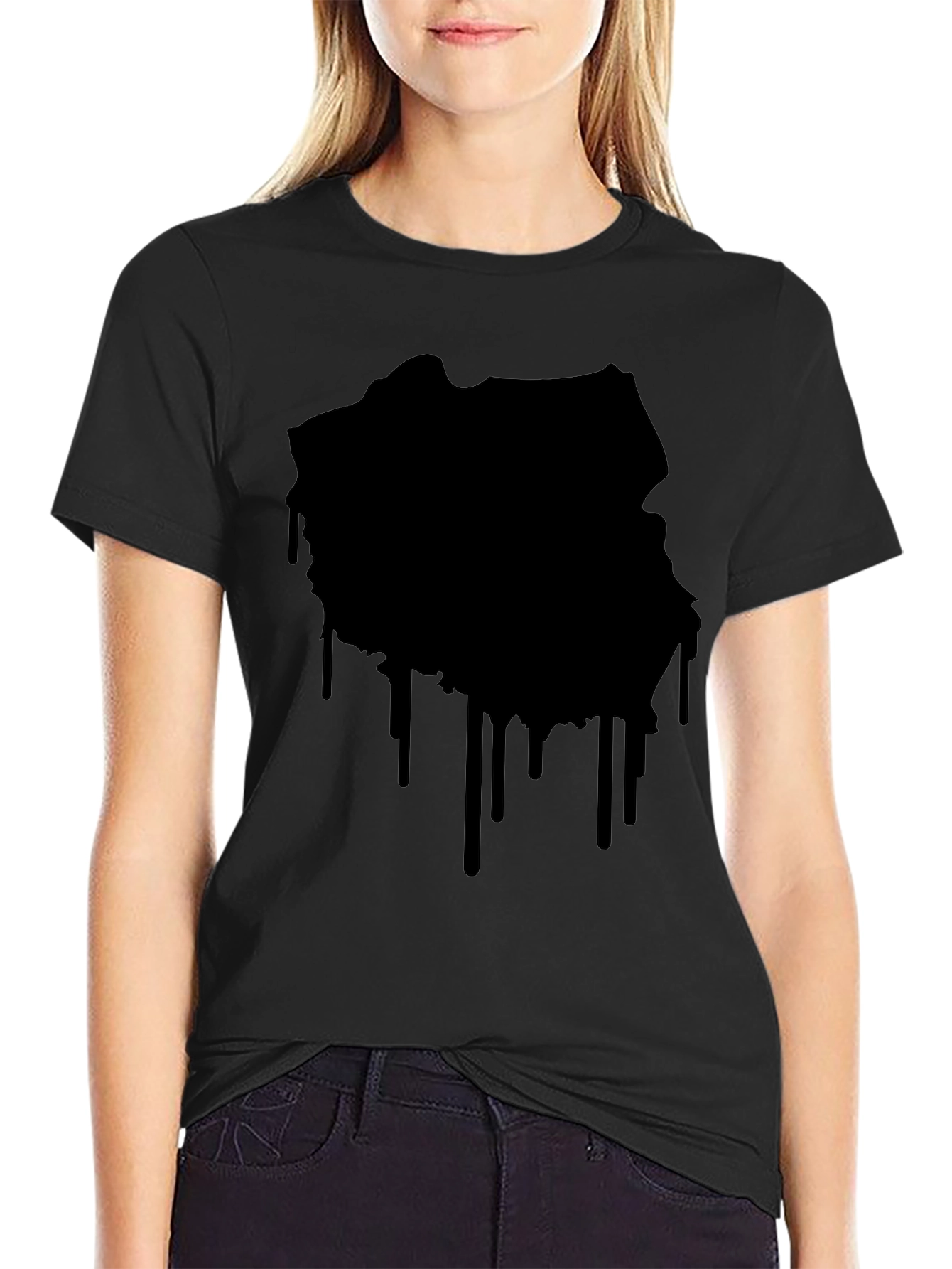 Black Drip Map Graphic Tee - Stylish Mens T-Shirt