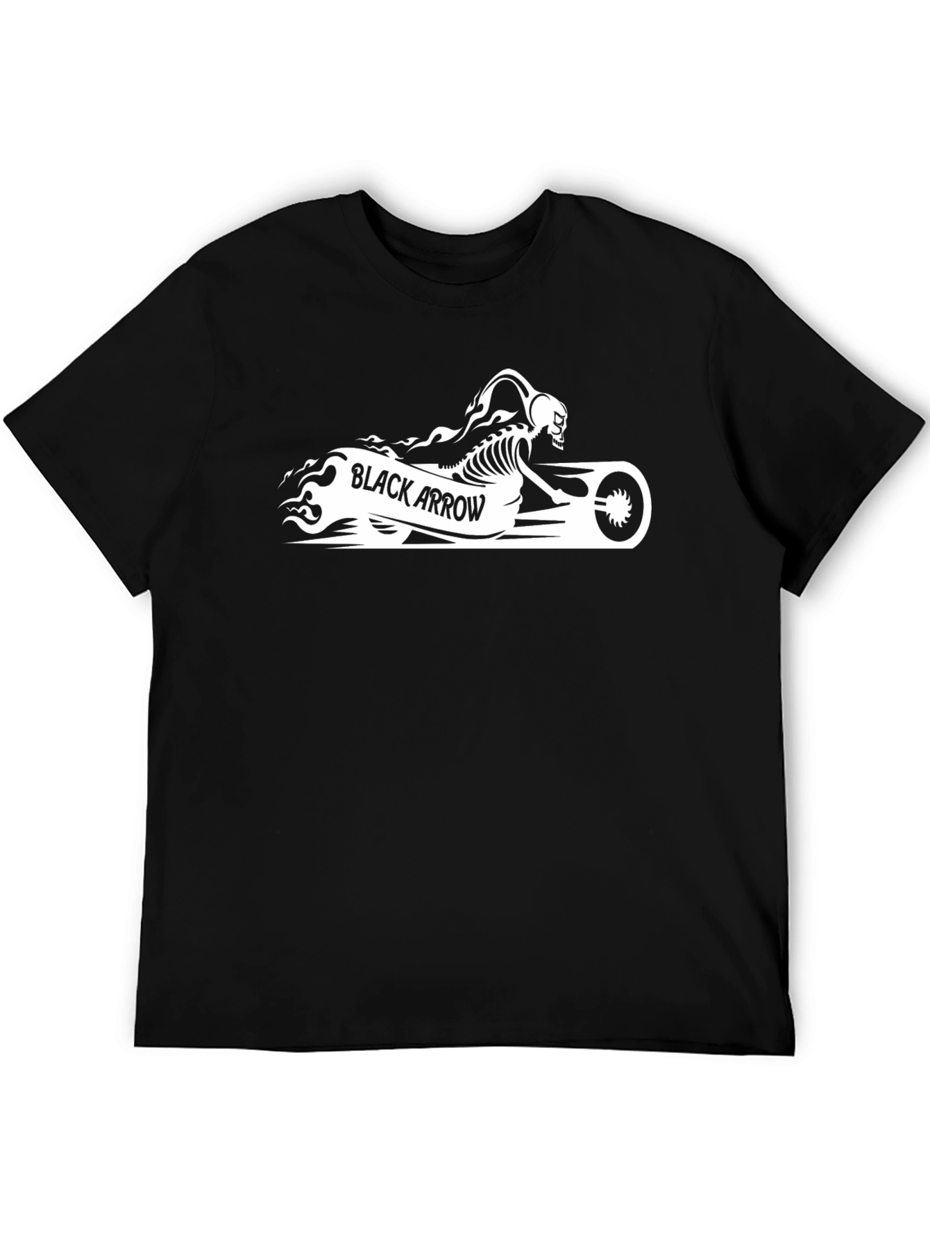 Black Arrow Skeleton Biker Graphic T-Shirt