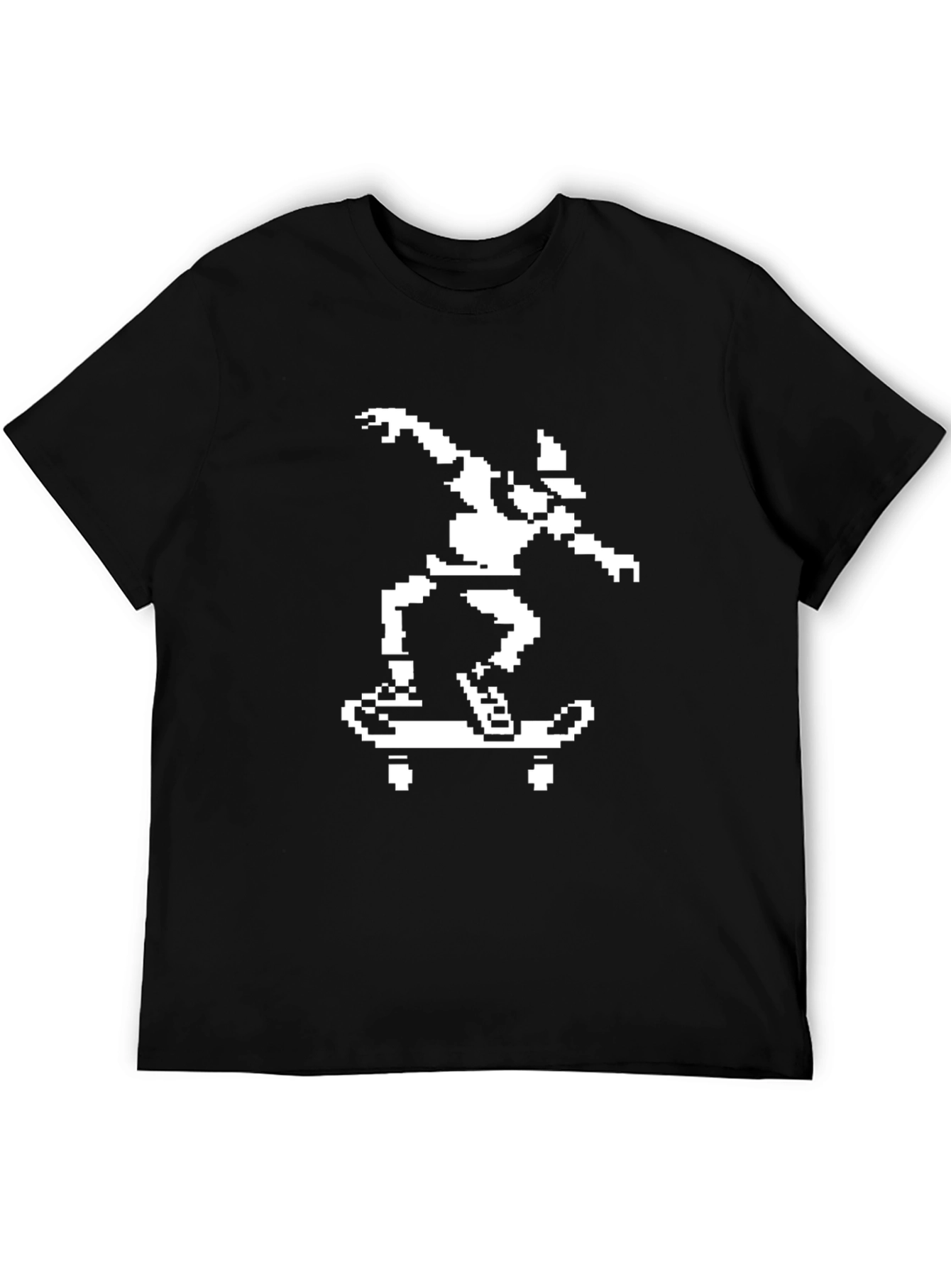 Pixel Skateboarder Black T-Shirt
