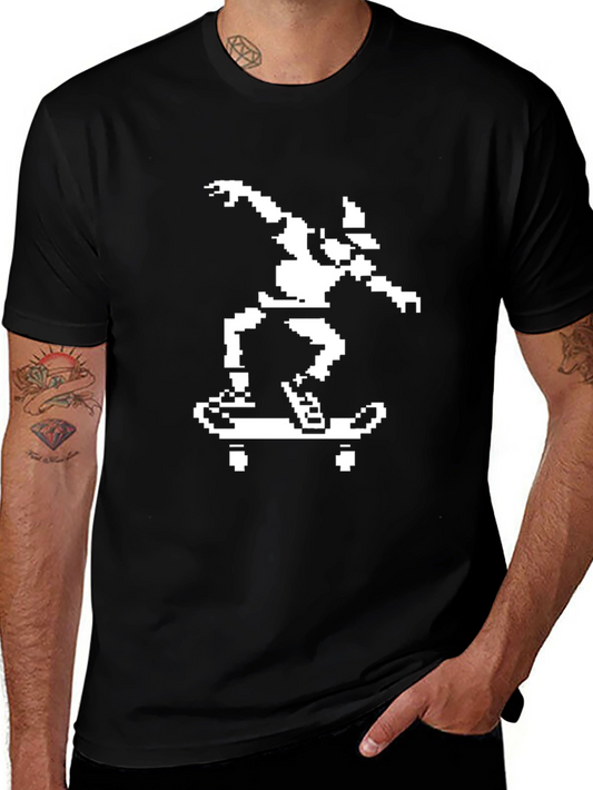 Pixel Skateboarder Black T-Shirt