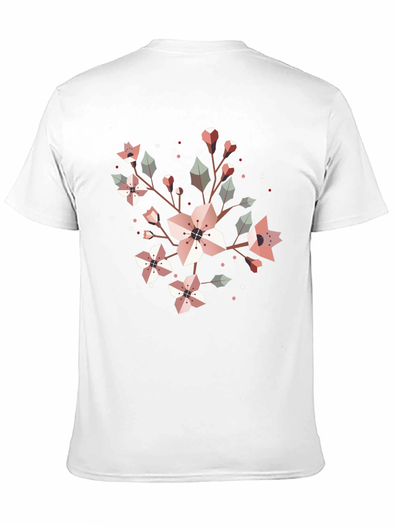 Geometric Floral Graphic Tee - Black Cotton Blend