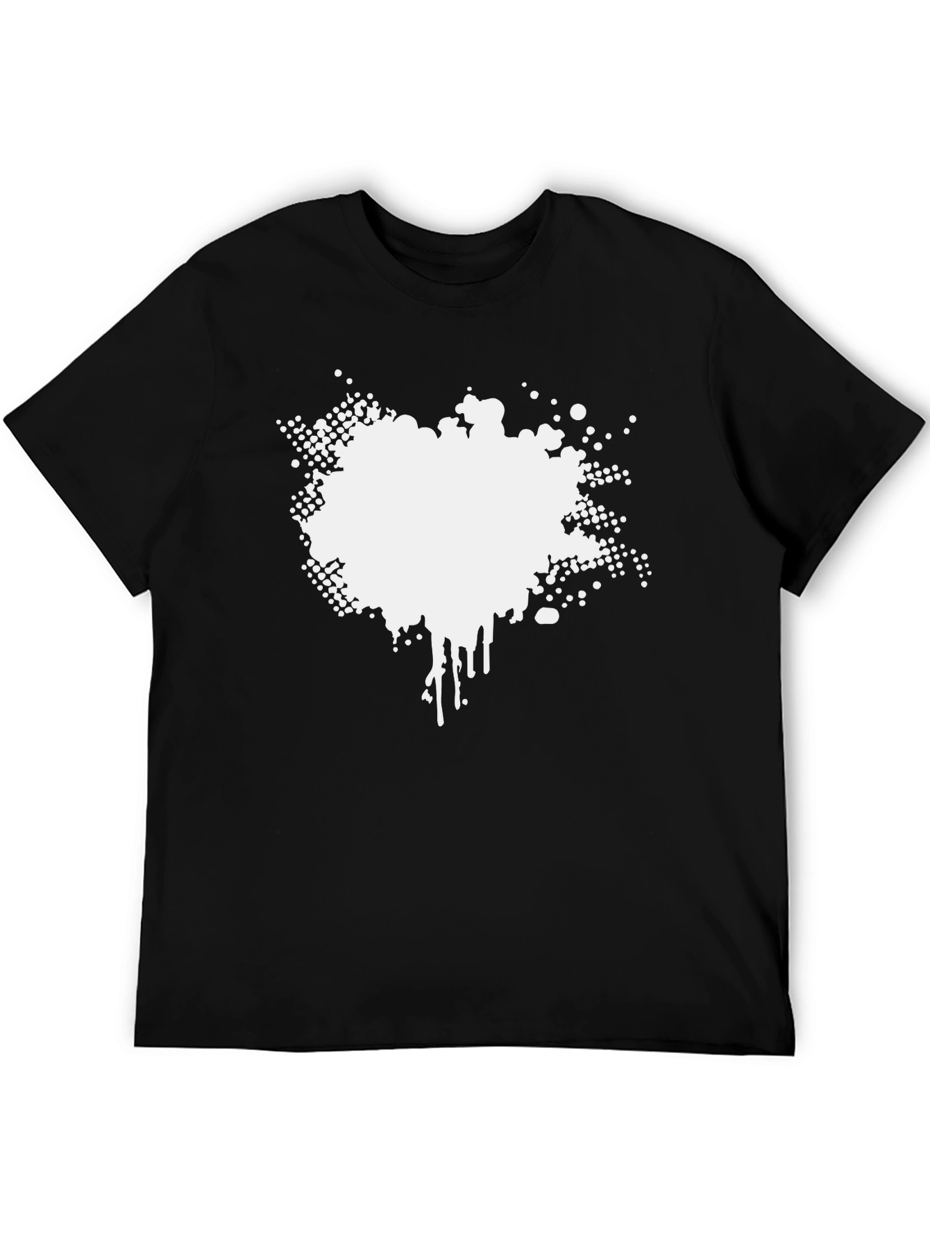 Mens Black Graphic Tee - Abstract White Print