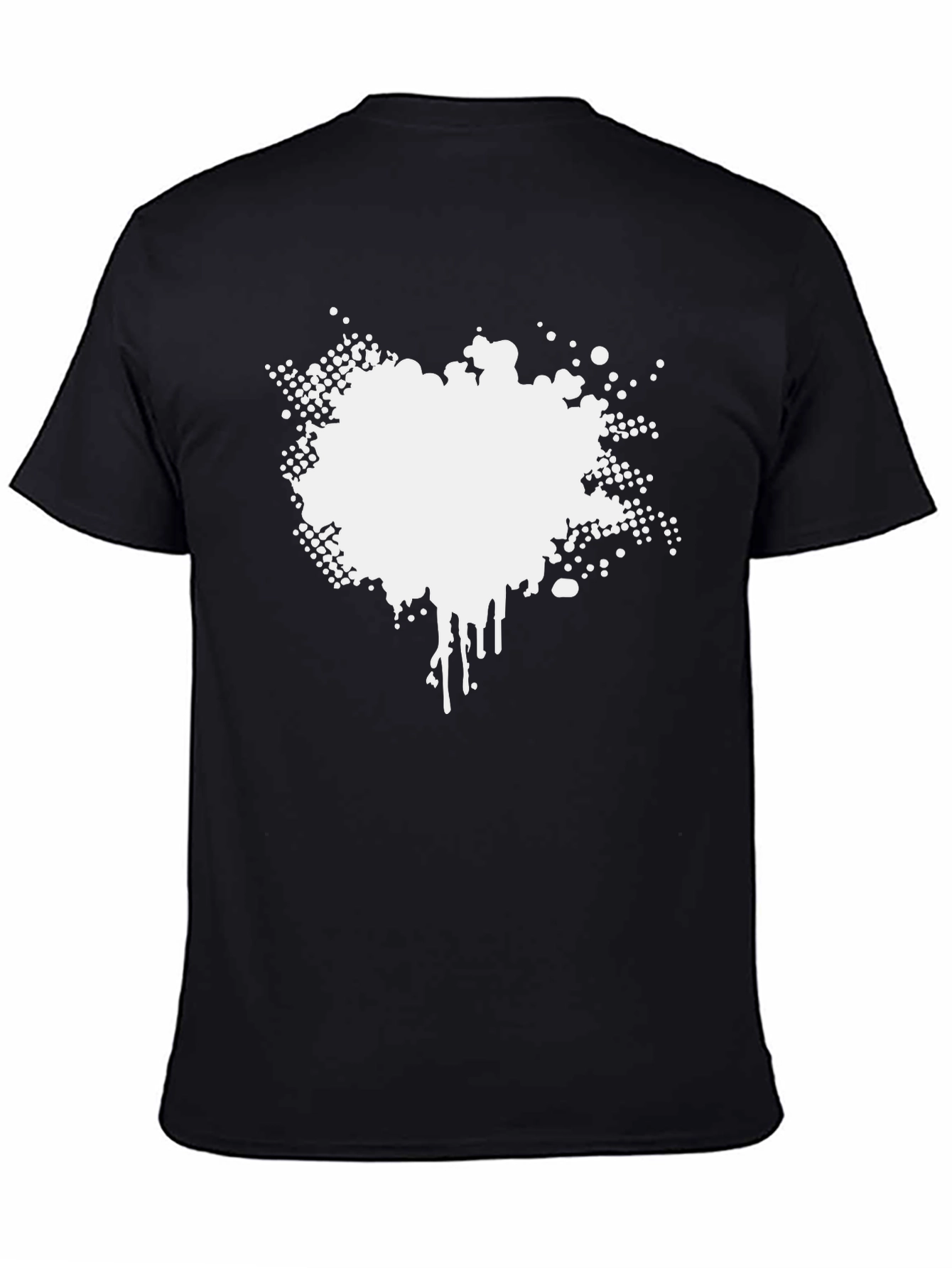 Mens Black Graphic Tee - Abstract White Print