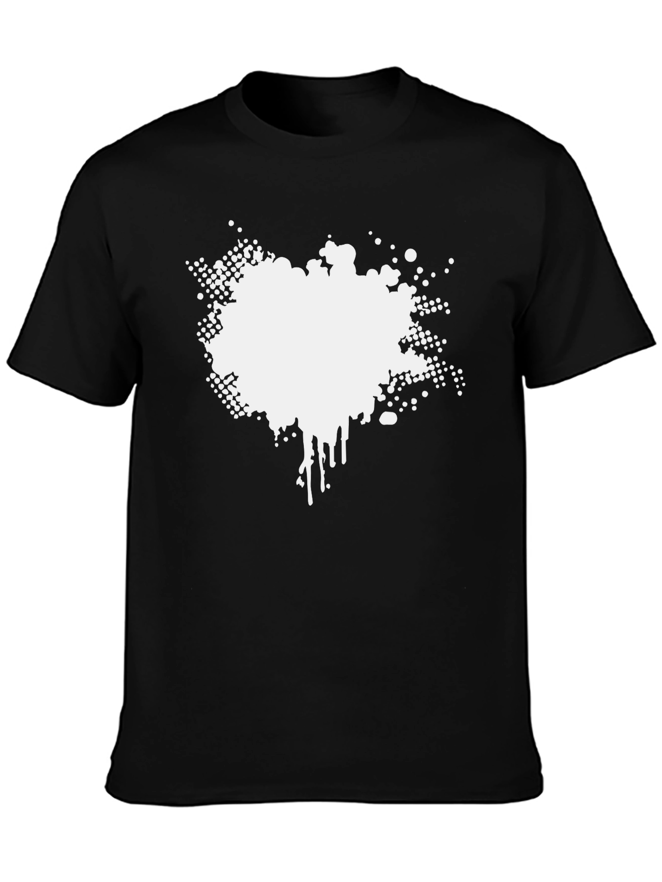 Mens Black Graphic Tee - Abstract White Print