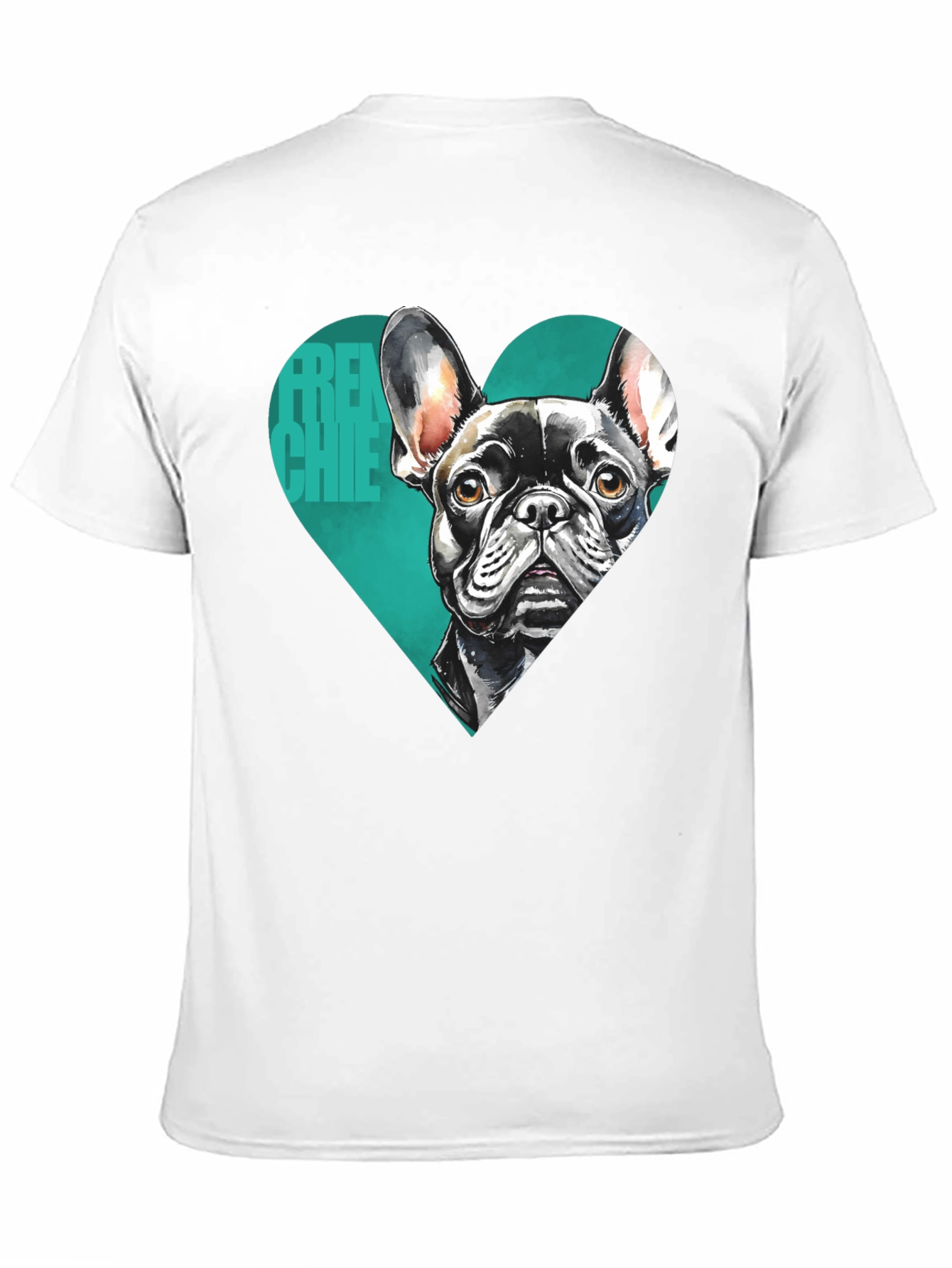 French Bulldog Tee: Heart Graphic Black T-Shirt
