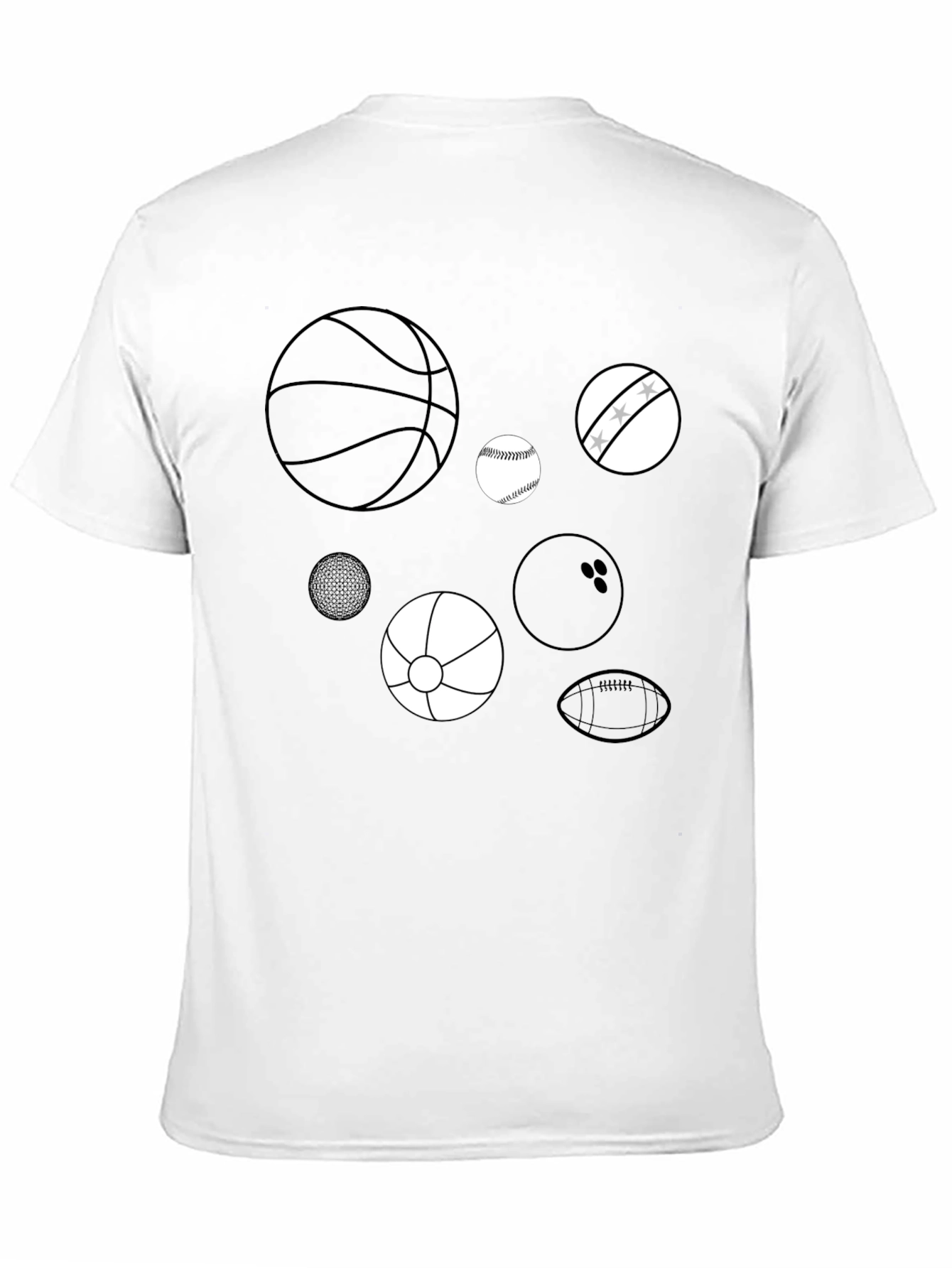 Sports Balls Graphic Print Black T-Shirt