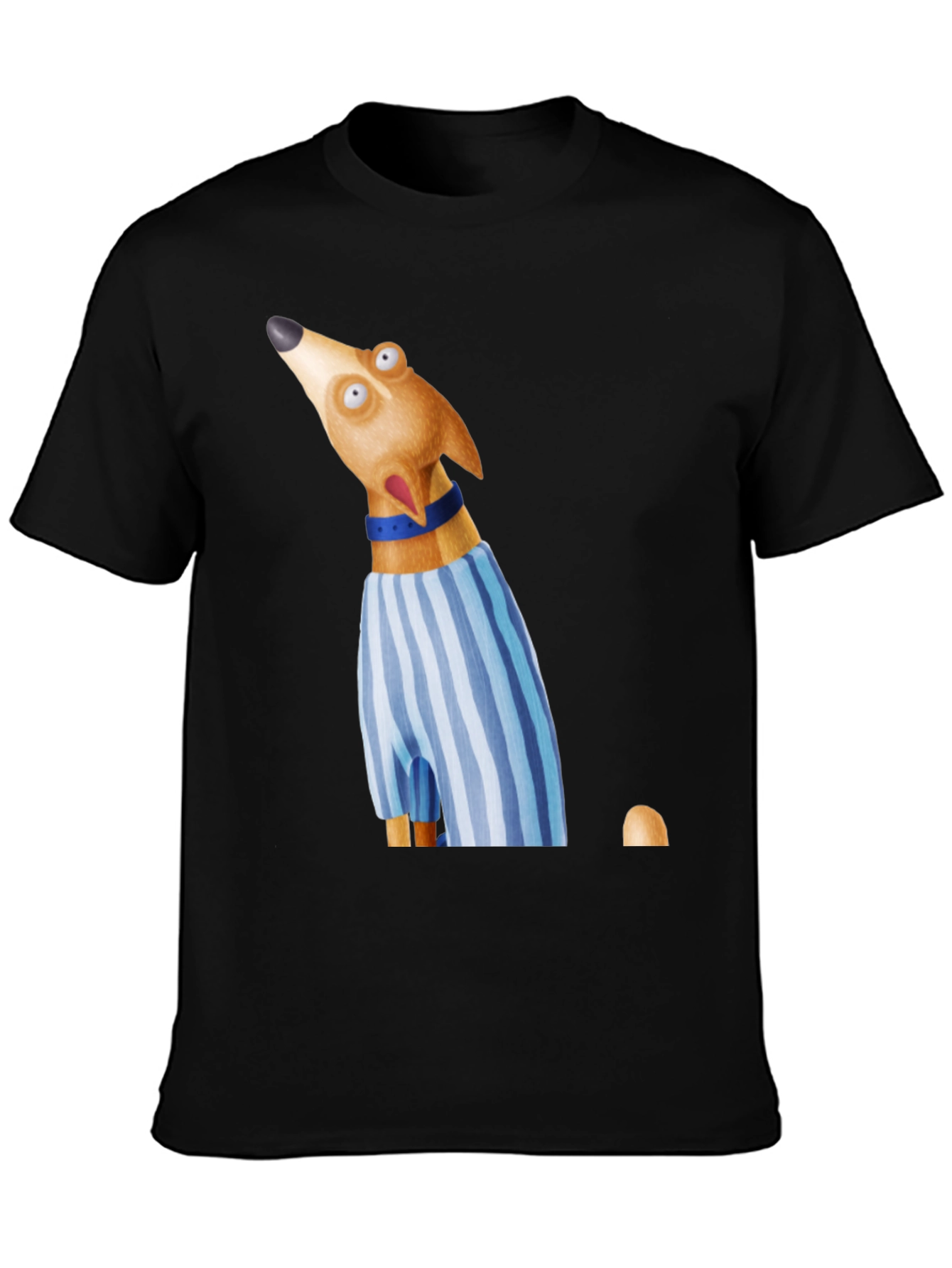 Dog Cartoon Graphic Print Crew Neck T-Shirt