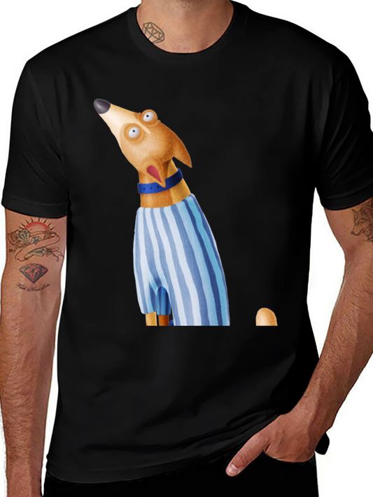 Dog Cartoon Graphic Print Crew Neck T-Shirt