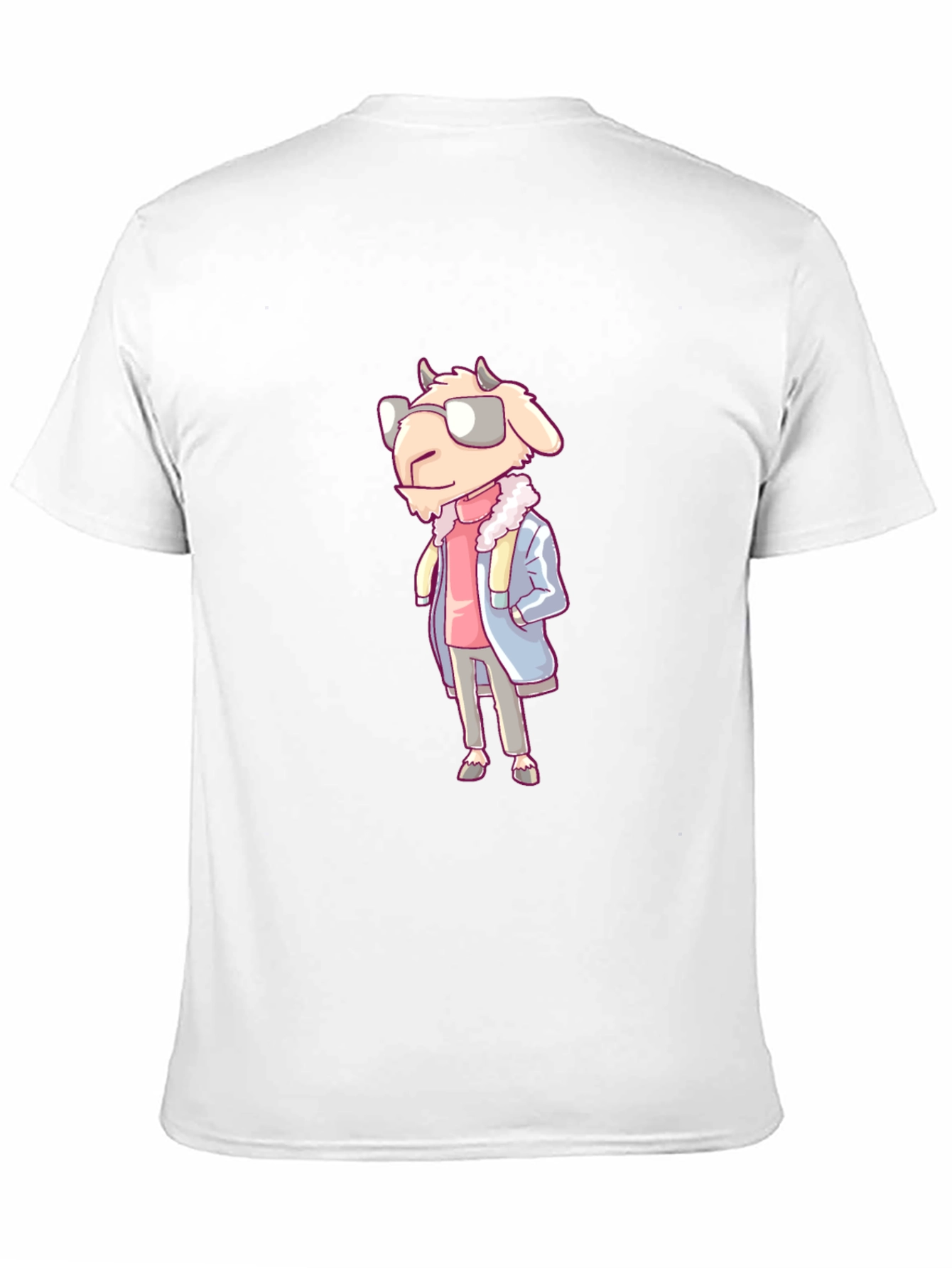 Cool Goat Cartoon Graphic Black T-Shirt