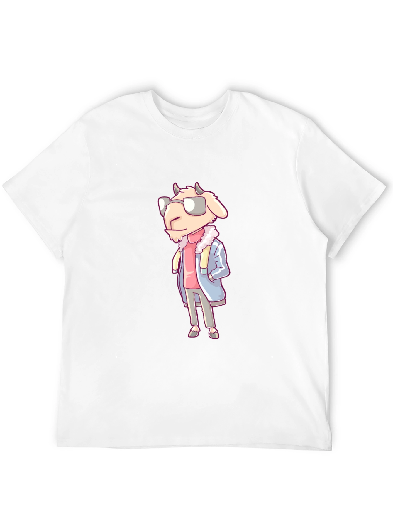 Cool Goat Cartoon Graphic Black T-Shirt