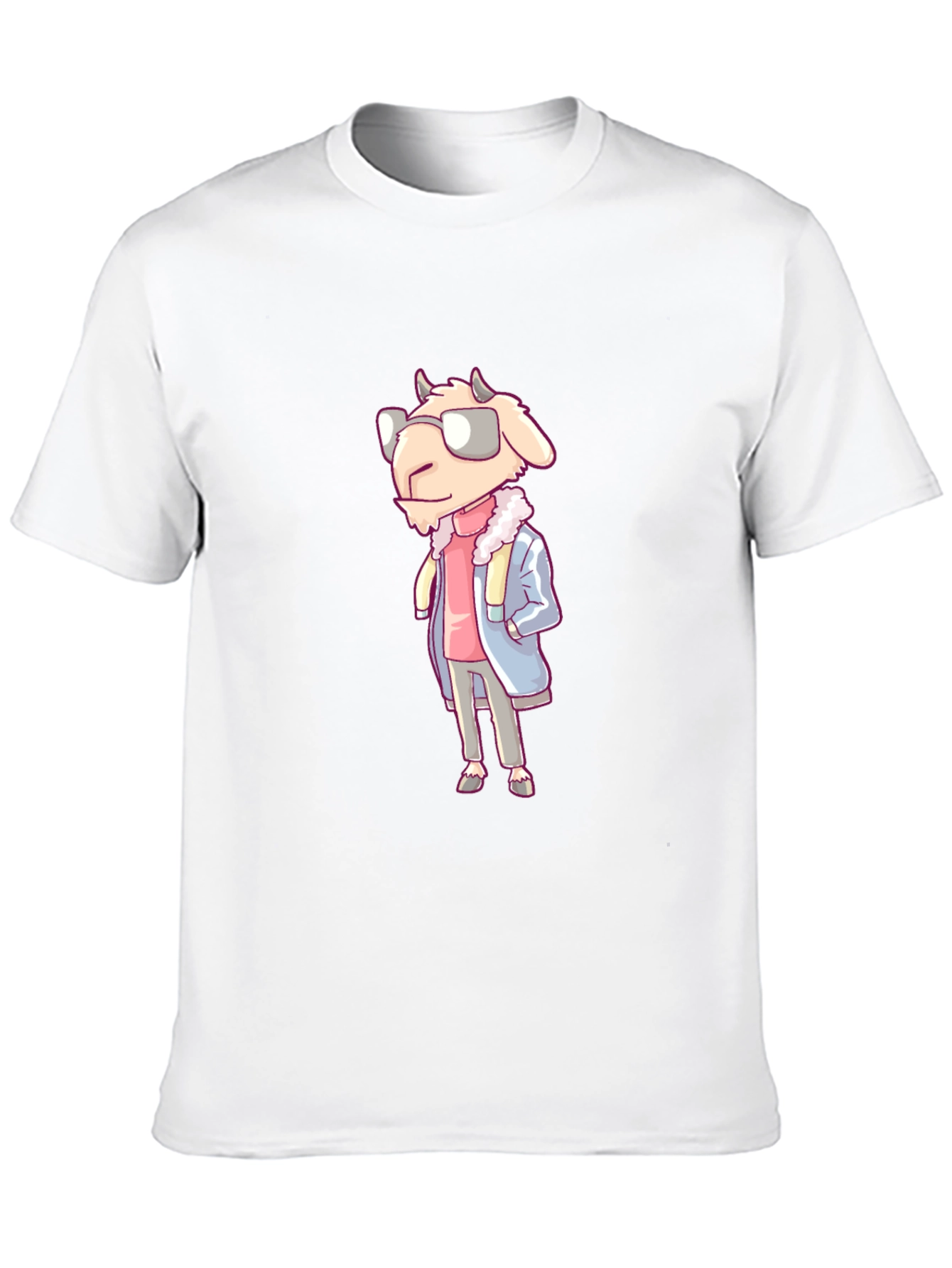 Cool Goat Cartoon Graphic Black T-Shirt