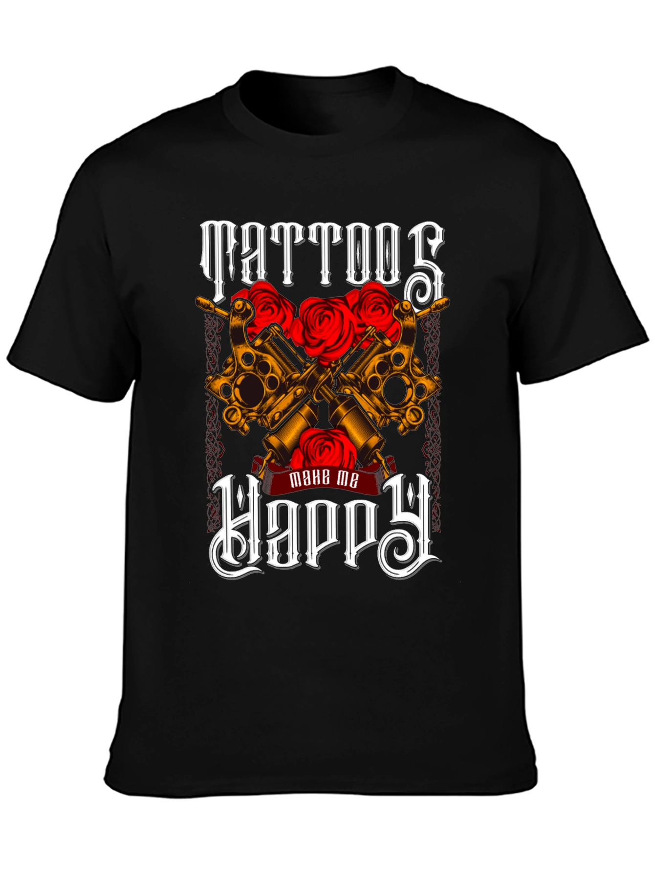 Tattoos Make Me Happy Black Graphic Tee