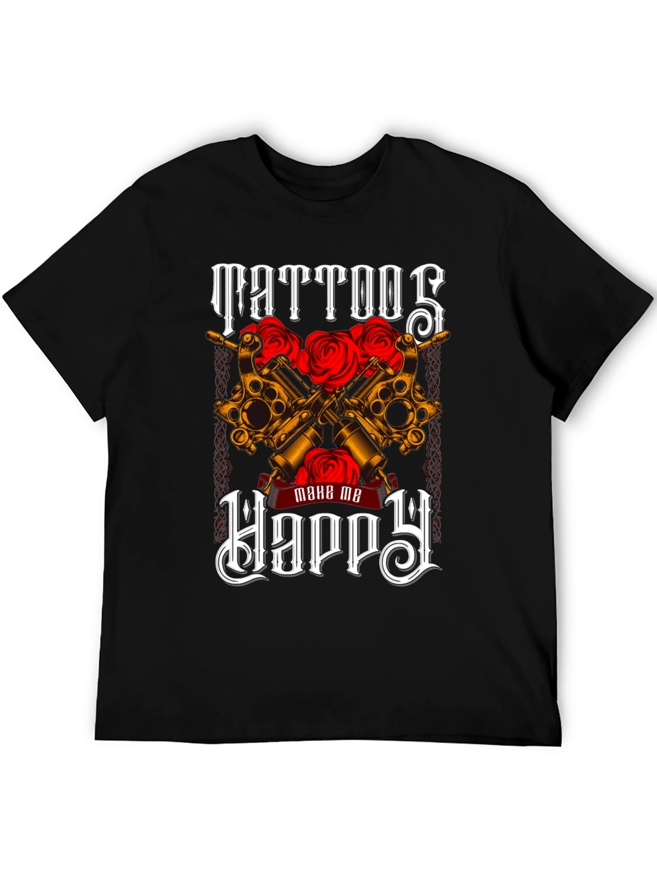 Tattoos Make Me Happy Black Graphic Tee