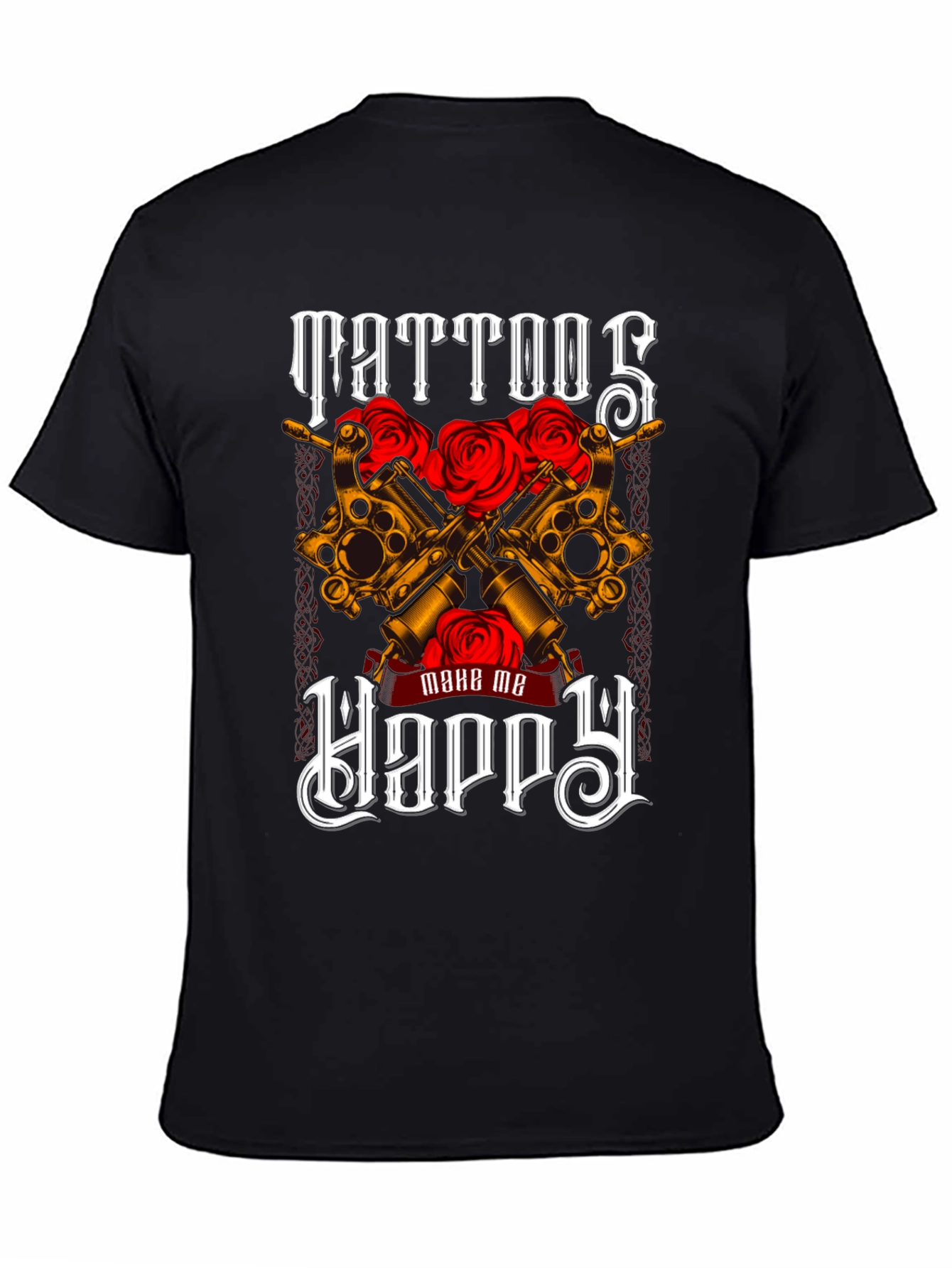 Tattoos Make Me Happy Black Graphic Tee