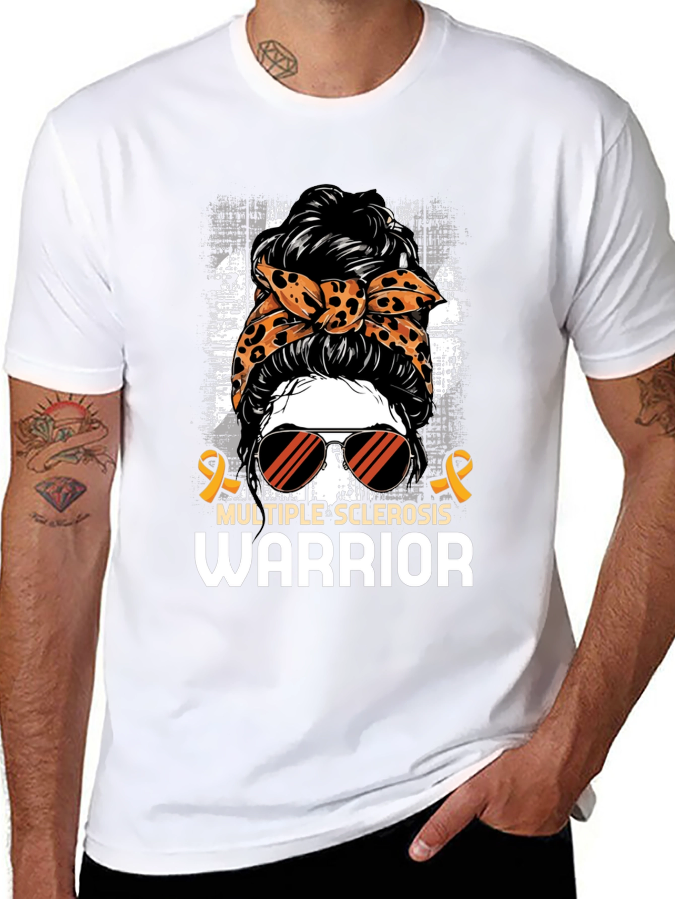 Multiple Sclerosis Warrior Messy Bun T-Shirt