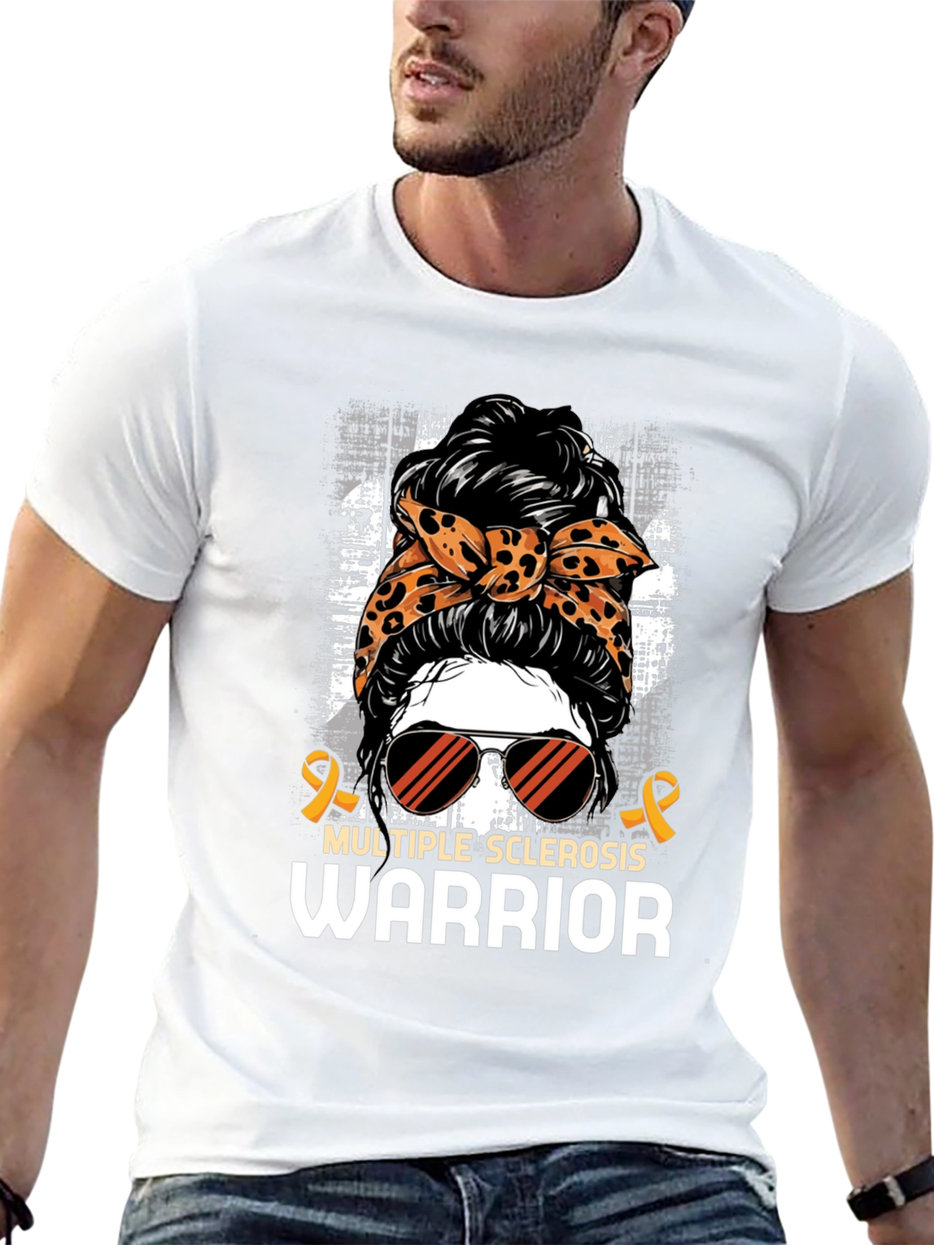 Multiple Sclerosis Warrior Messy Bun T-Shirt