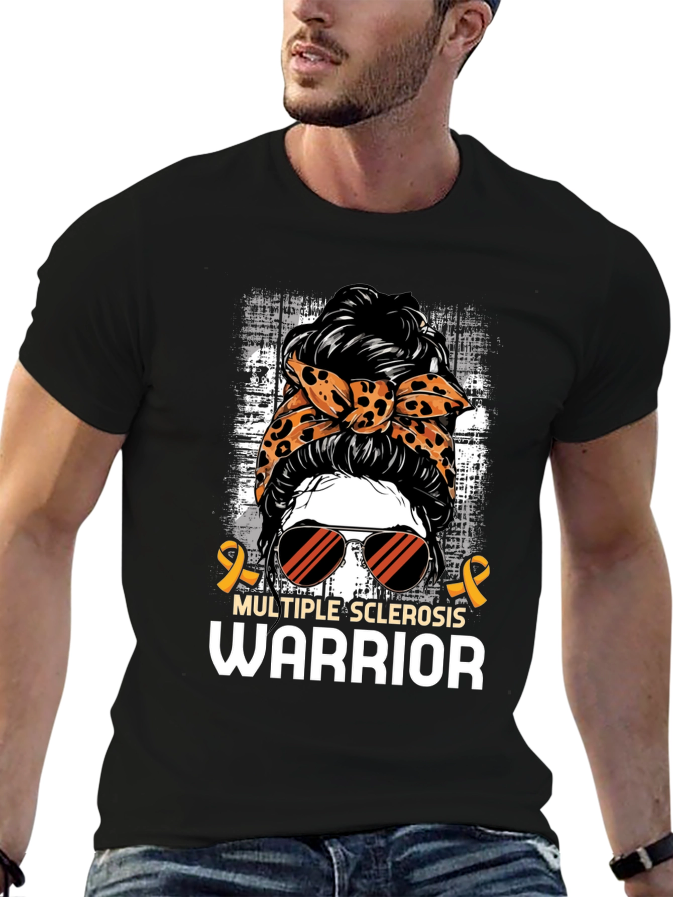 Multiple Sclerosis Warrior Messy Bun T-Shirt