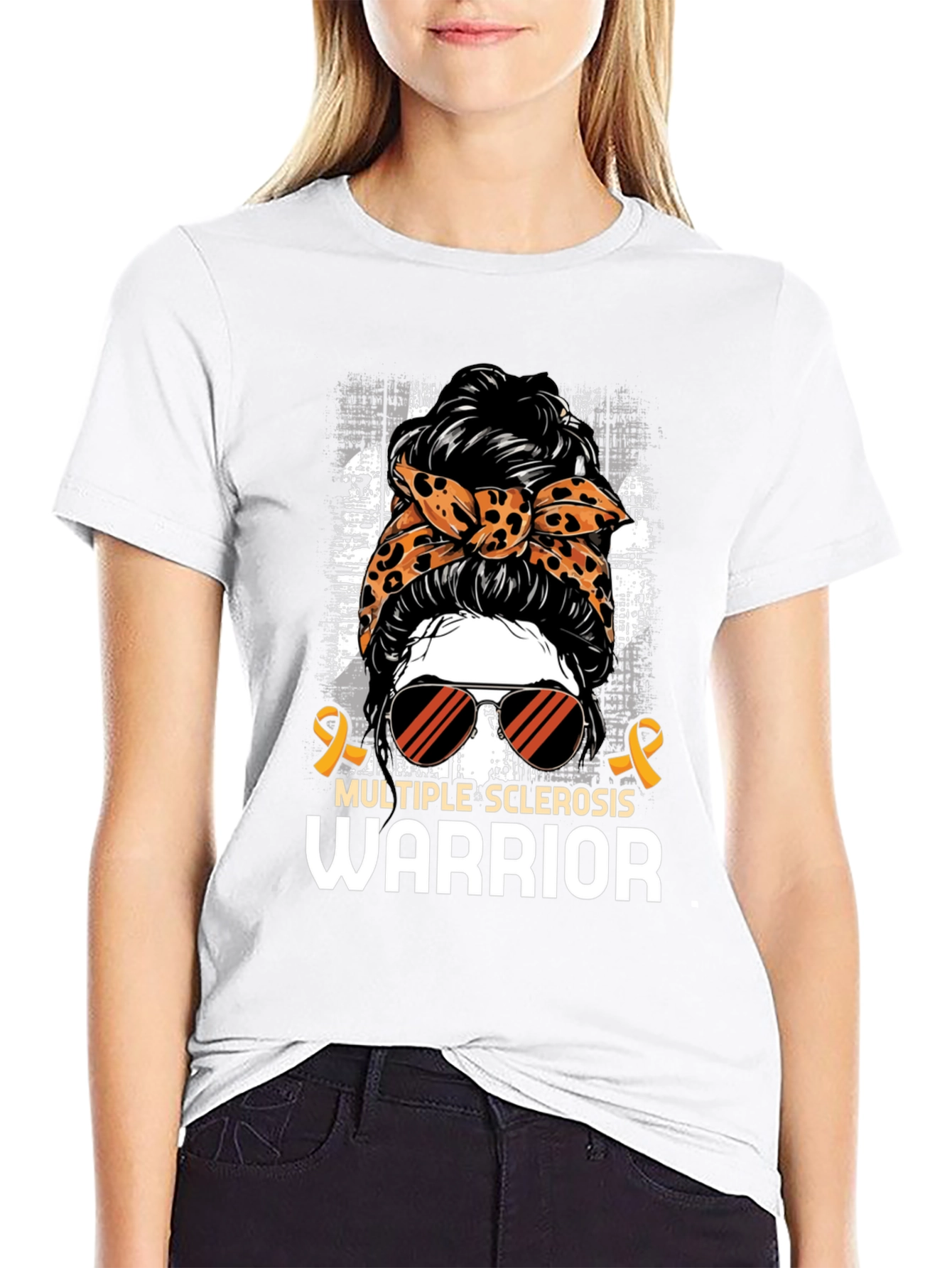 Multiple Sclerosis Warrior Messy Bun T-Shirt