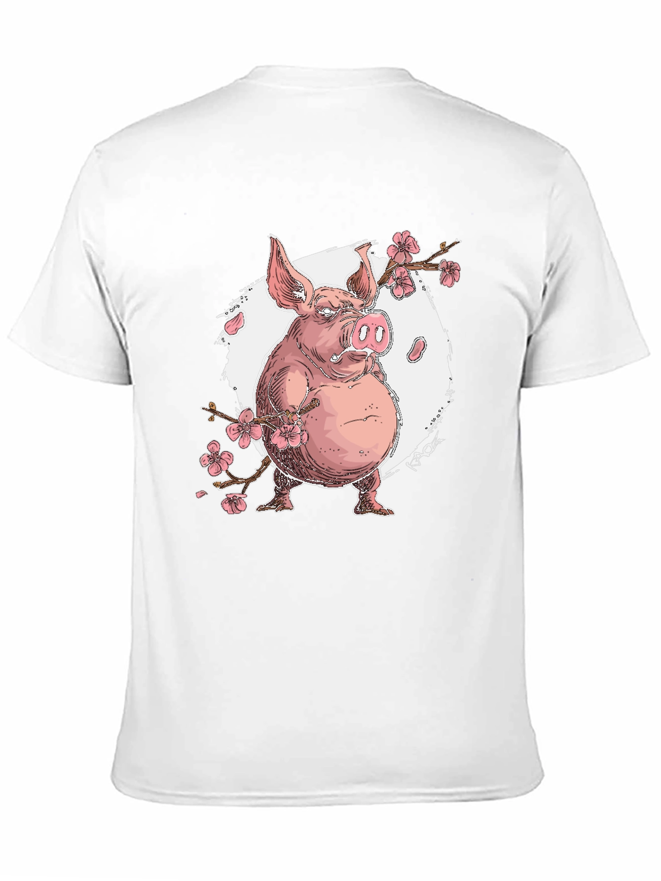 Pig with Cherry Blossoms Graphic T-Shirt