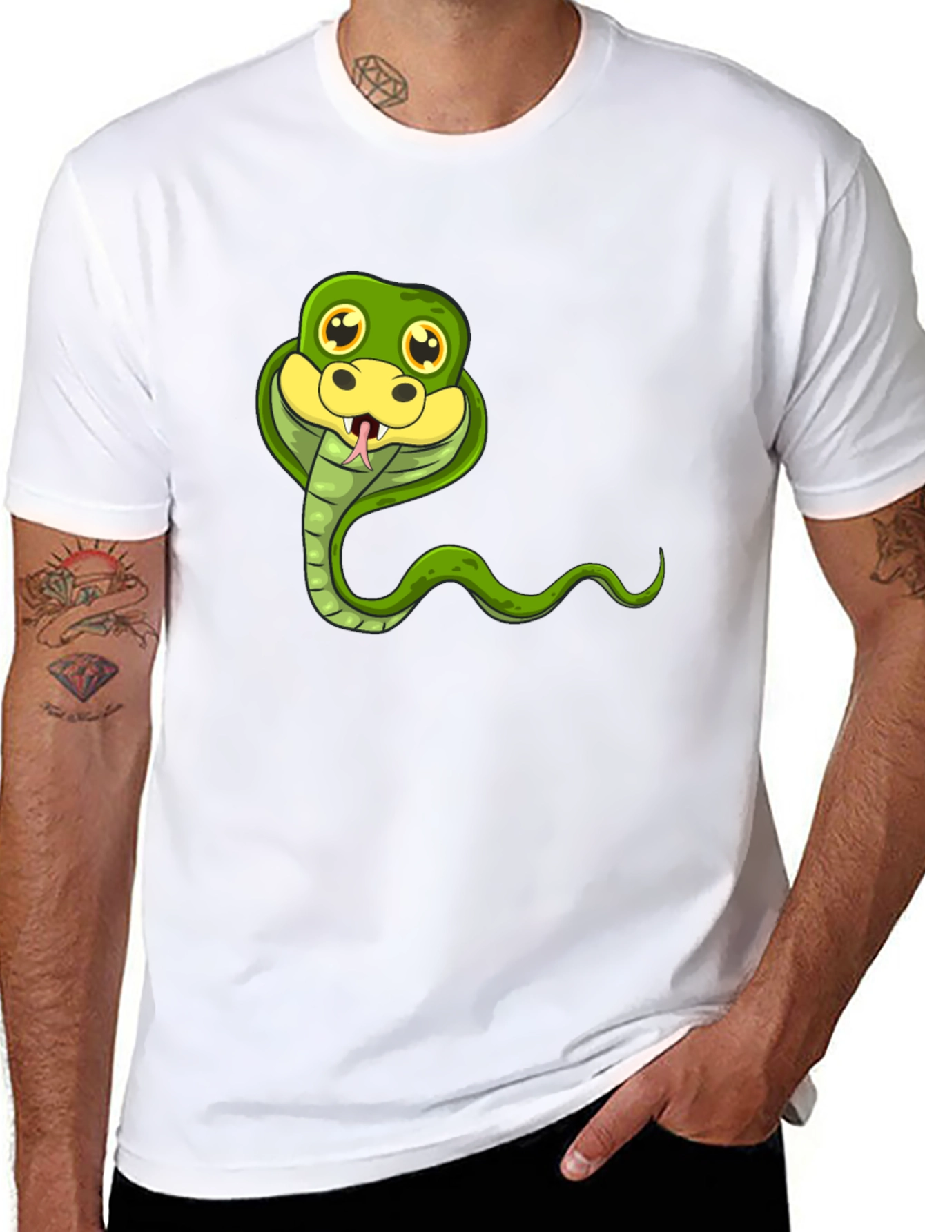 Cobra Cartoon Graphic Tee - Fun Animal Print