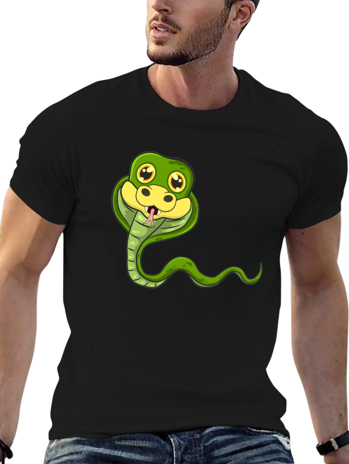 Cobra Cartoon Graphic Tee - Fun Animal Print