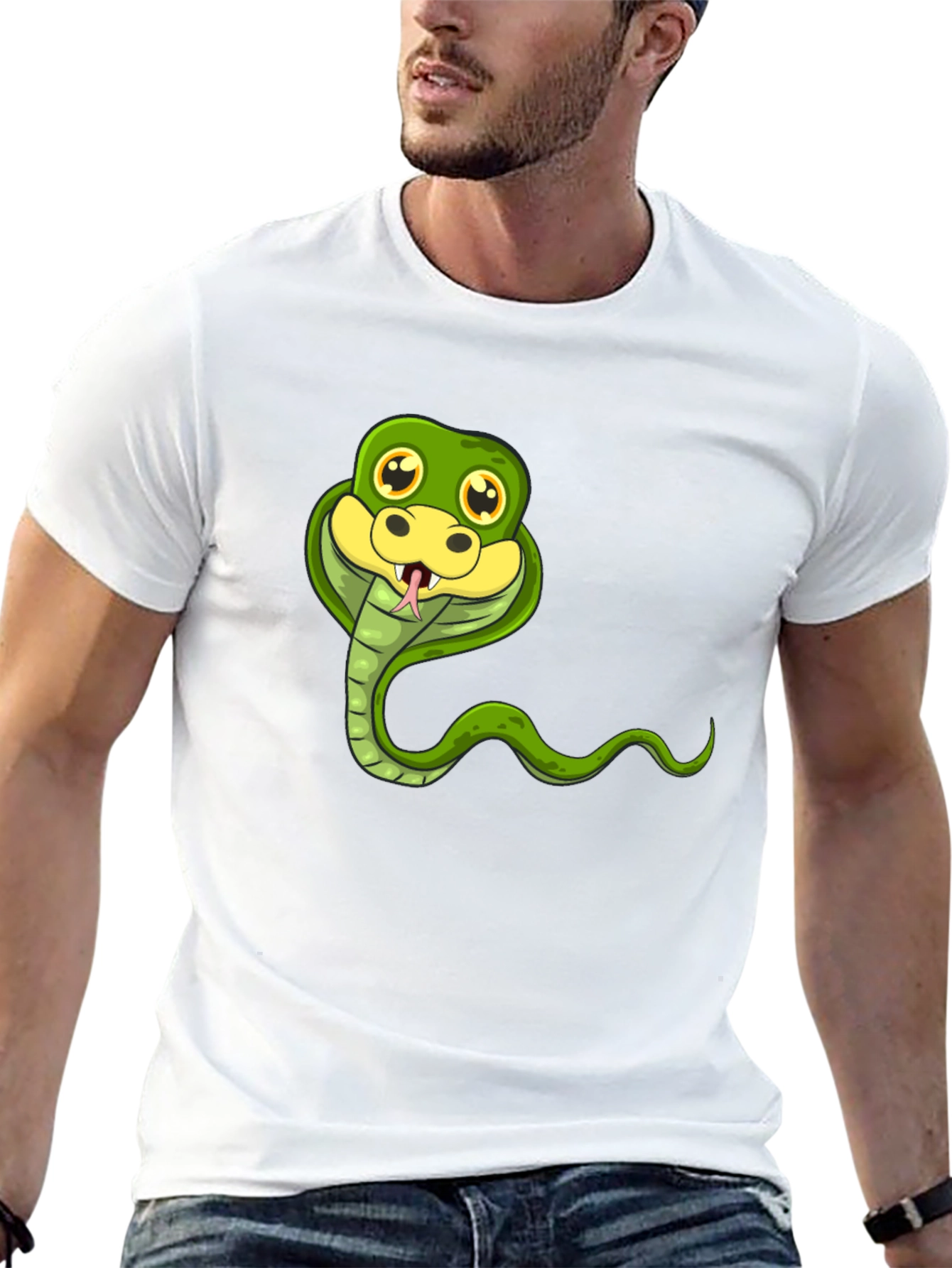 Cobra Cartoon Graphic Tee - Fun Animal Print