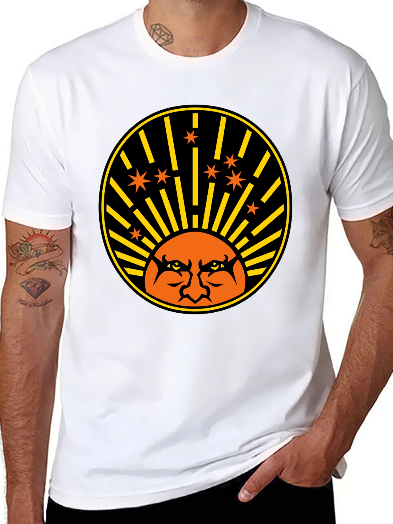 Angry Sun Graphic Tee - Black Cotton T-Shirt