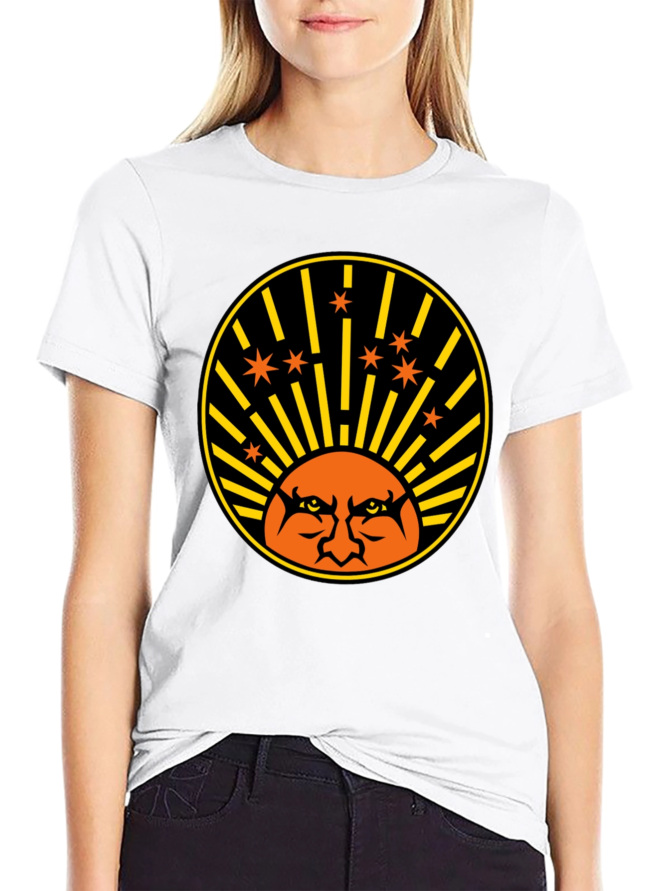 Angry Sun Graphic Tee - Black Cotton T-Shirt