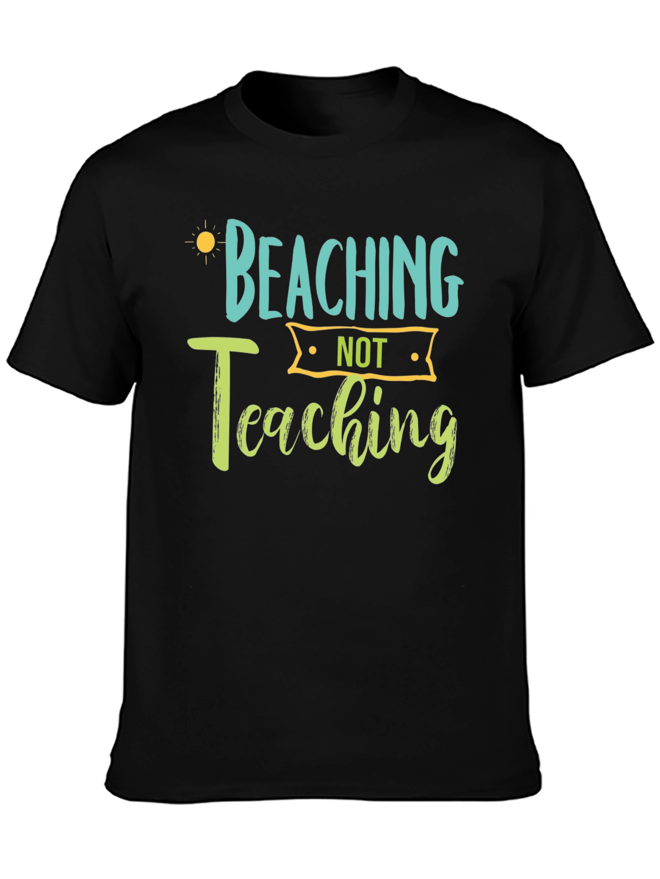 Beaching Not Teaching Graphic Tee - Black